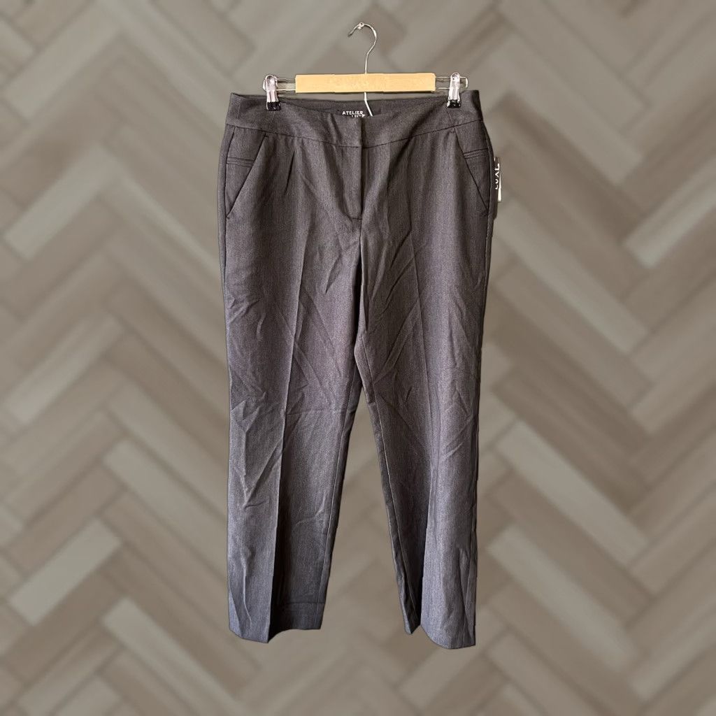 Vintage Atelier Luxe Womens Black Business Tapered Pants Size 10 NWT Gray Dress Pants NWT Size 32" / US 10 / IT 46 - 1 Thumbnail