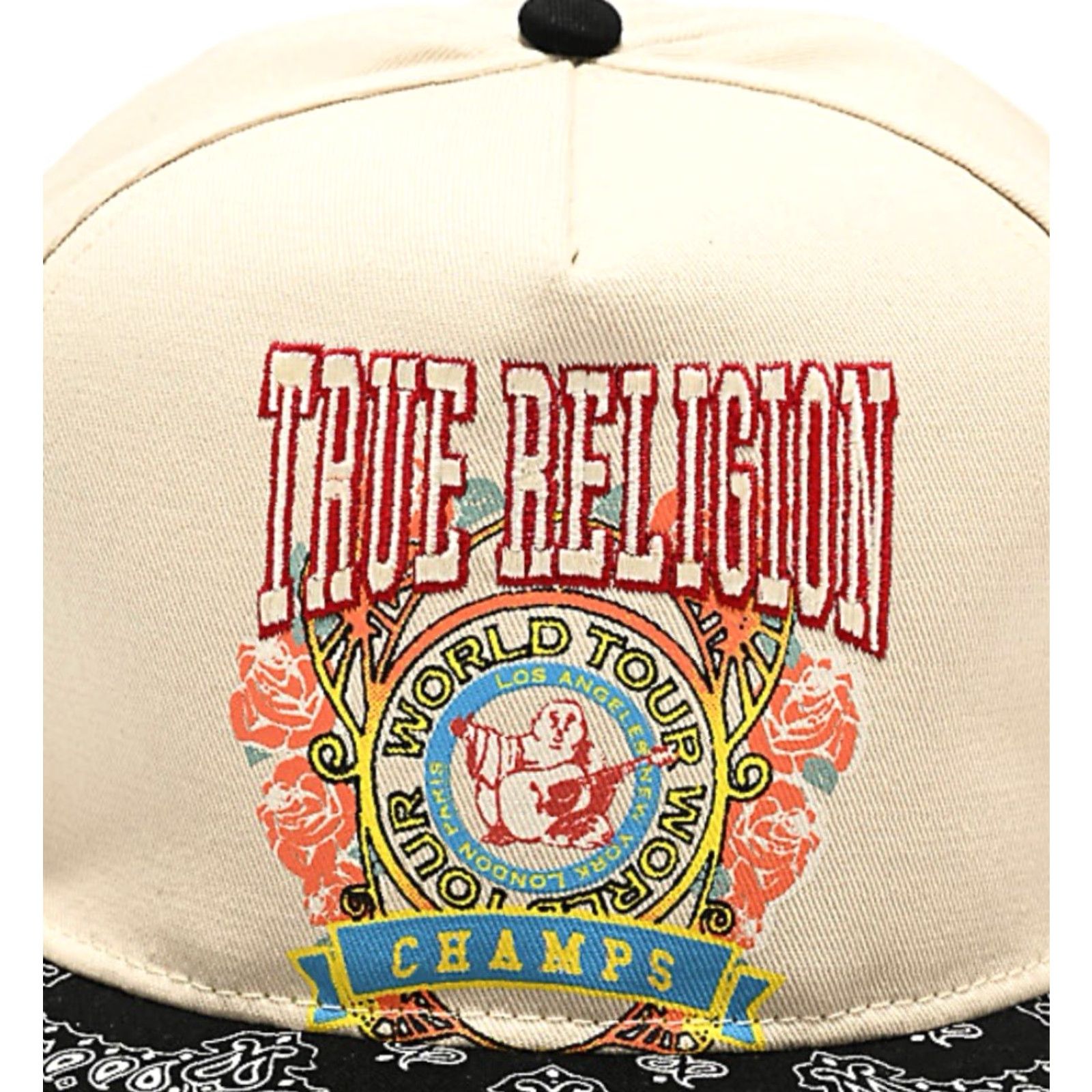 True Religion True Religion Hat Snap Back Cap Champs Tan Black Paisley Brim Men’s Adjustable Size ONE SIZE - 3 Thumbnail