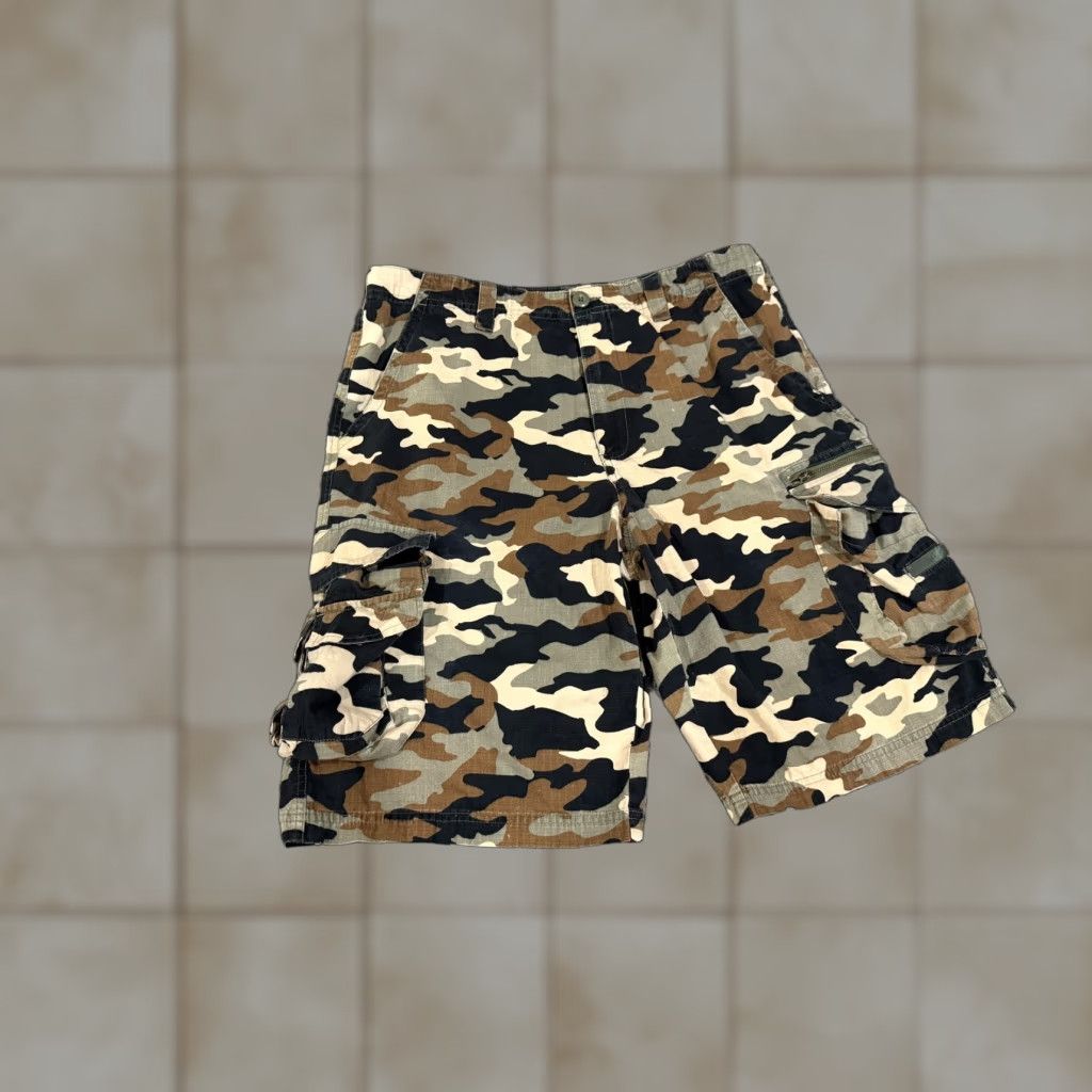 Bugle Boy Bugle Boy Cargo Shorts Mens 38 Green Camo Cotton Canvas Utility Pockets Size US 38 / EU 54 - 1 Thumbnail