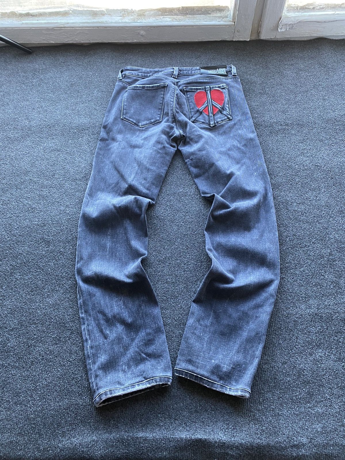 Love Moschino 🔥Love Moschino Gray Heart Logo Women Jeans 27 goth emo alt Size 27" / US 4 / IT 40 - 1 Thumbnail
