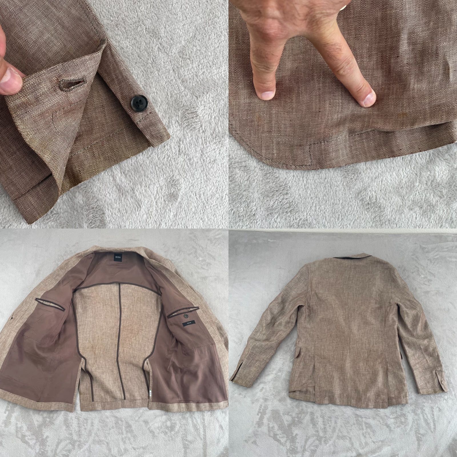 Hugo Boss VINTAGE? No — Hugo Boss Blazer Mens 40R Linen Brown Sport Coat Notch Lapel Single-Breasted Two-Button Dry Clean Only Classic Linen Blazer Mens Size 40R - 8 Thumbnail