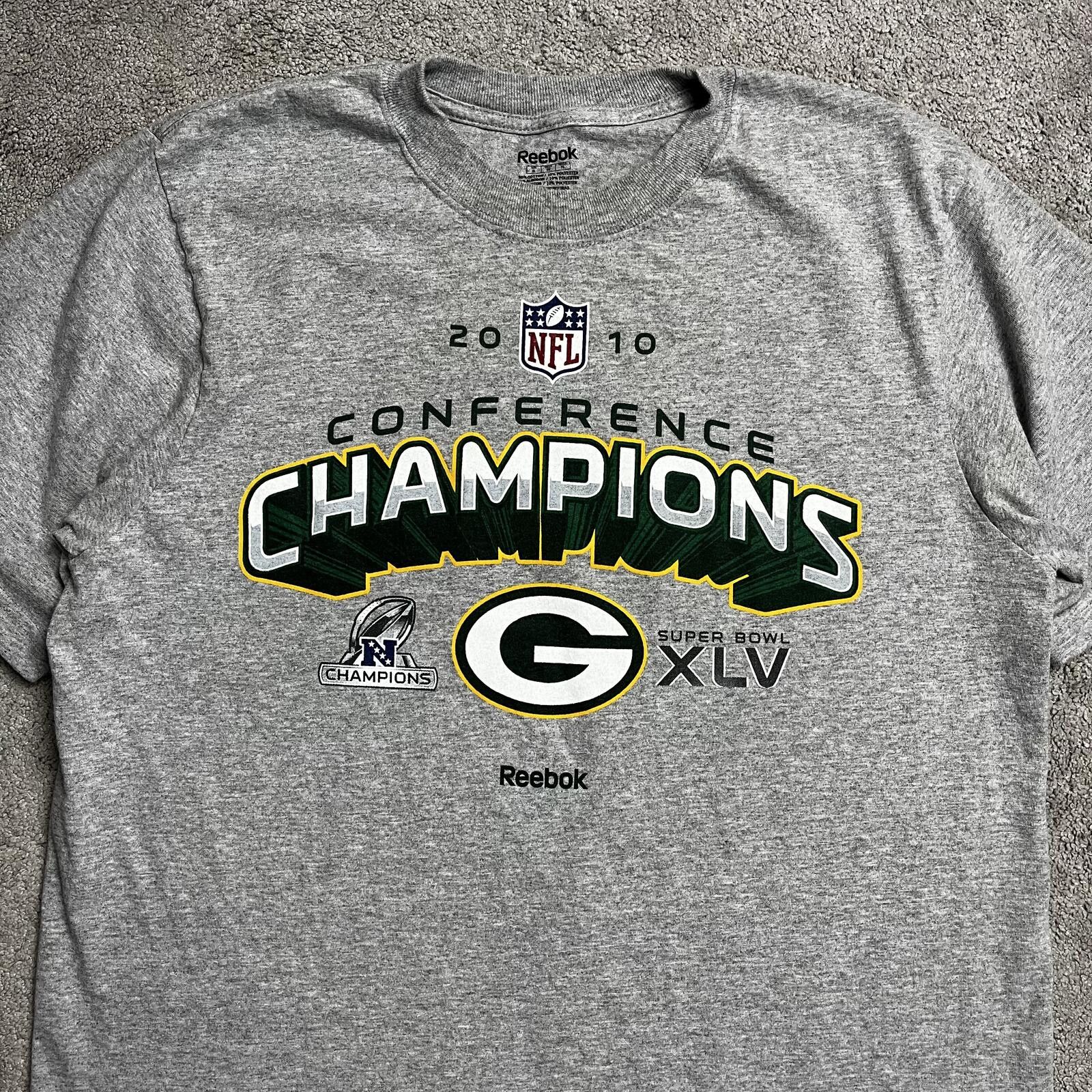 Reebok Reebok 2010 NFL Green Bay Packers Champions T-Shirt Grey Size US XL / EU 56 / 4 - 2 Thumbnail