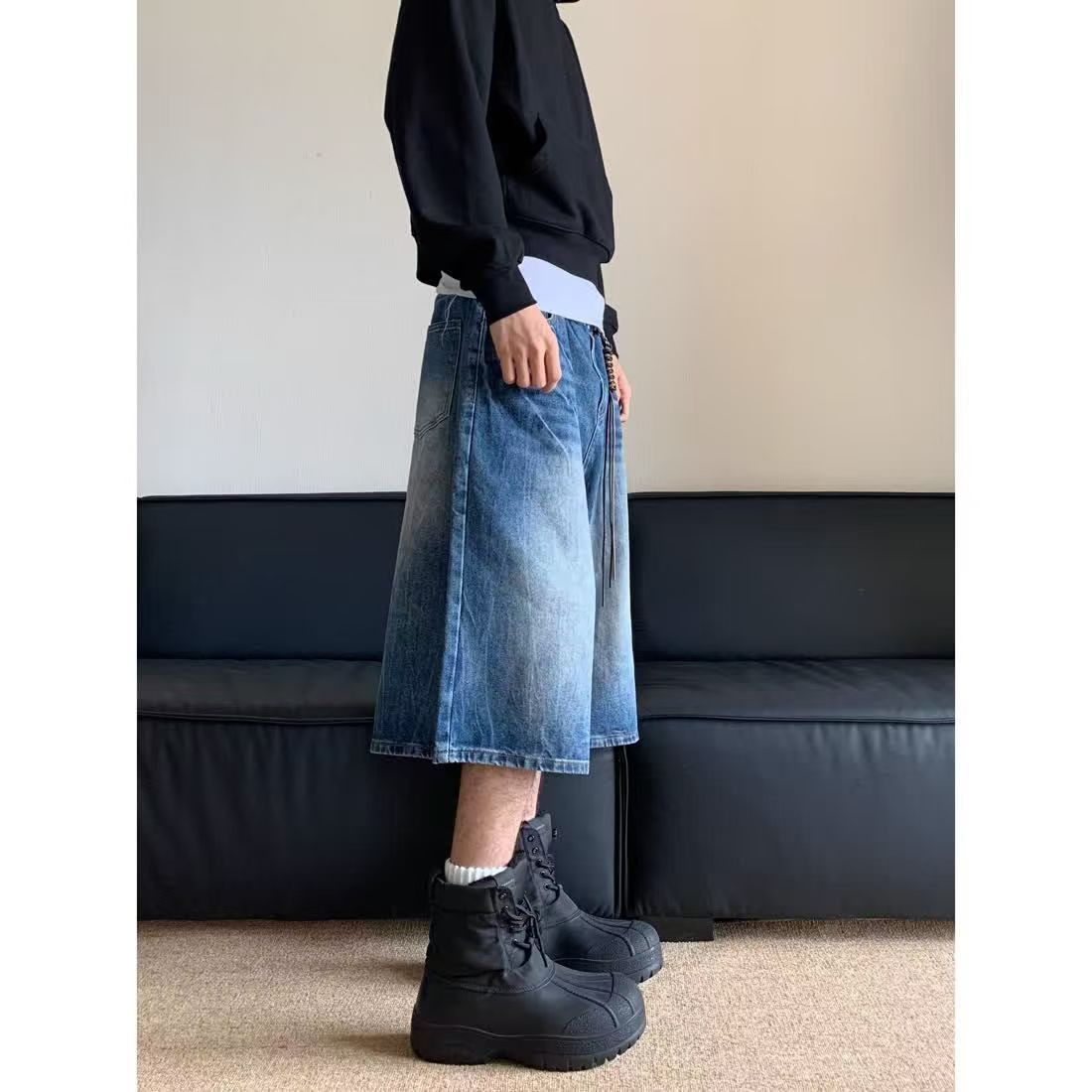 Japanese Brand × Jean Blue casual retro washed straight denim shorts Size US 32 / EU 48 - 2 Thumbnail