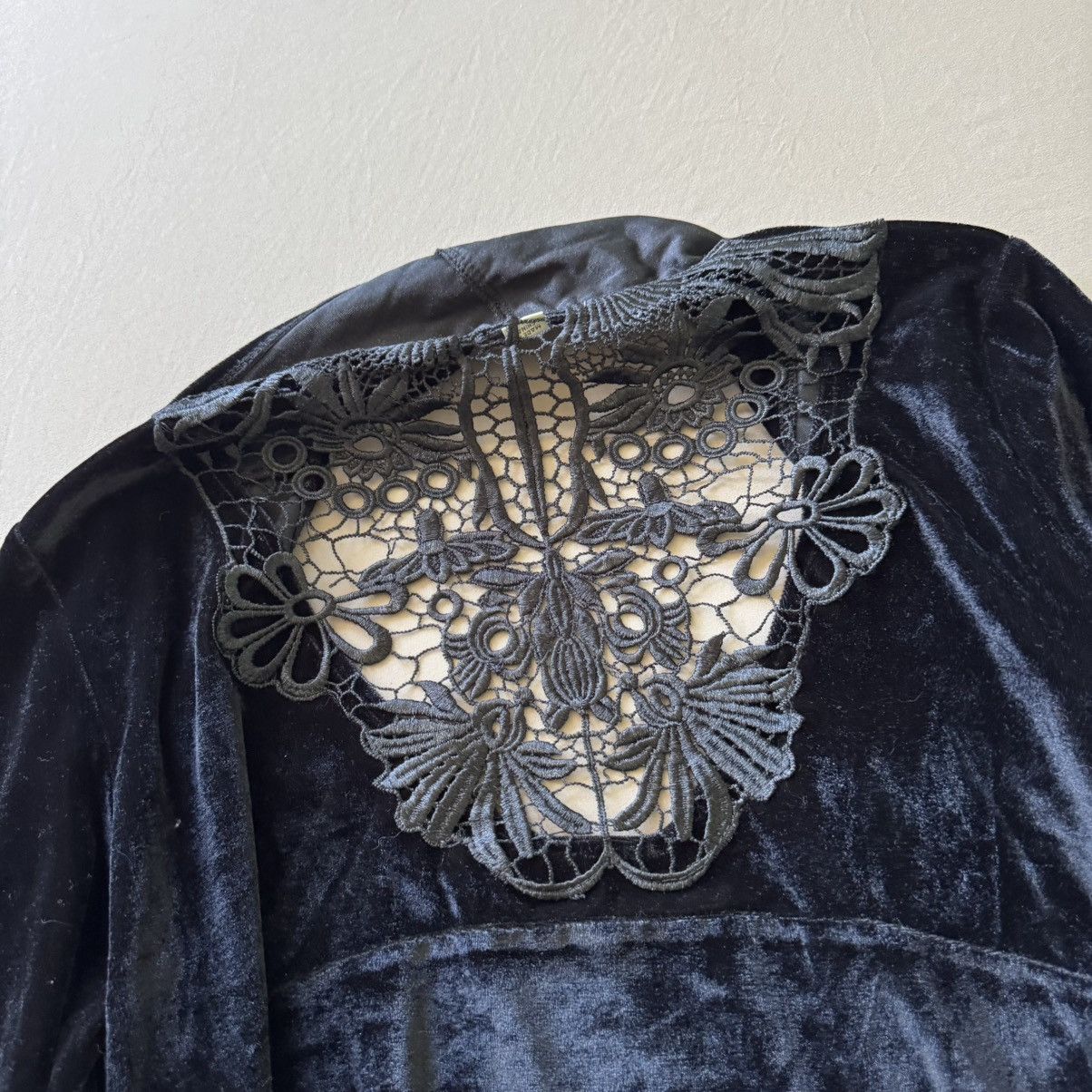Other Y2K One World Gothic Velvet Lace Open Front Cardigan Size XL / US 12-14 / IT 48-50 - 7 Thumbnail