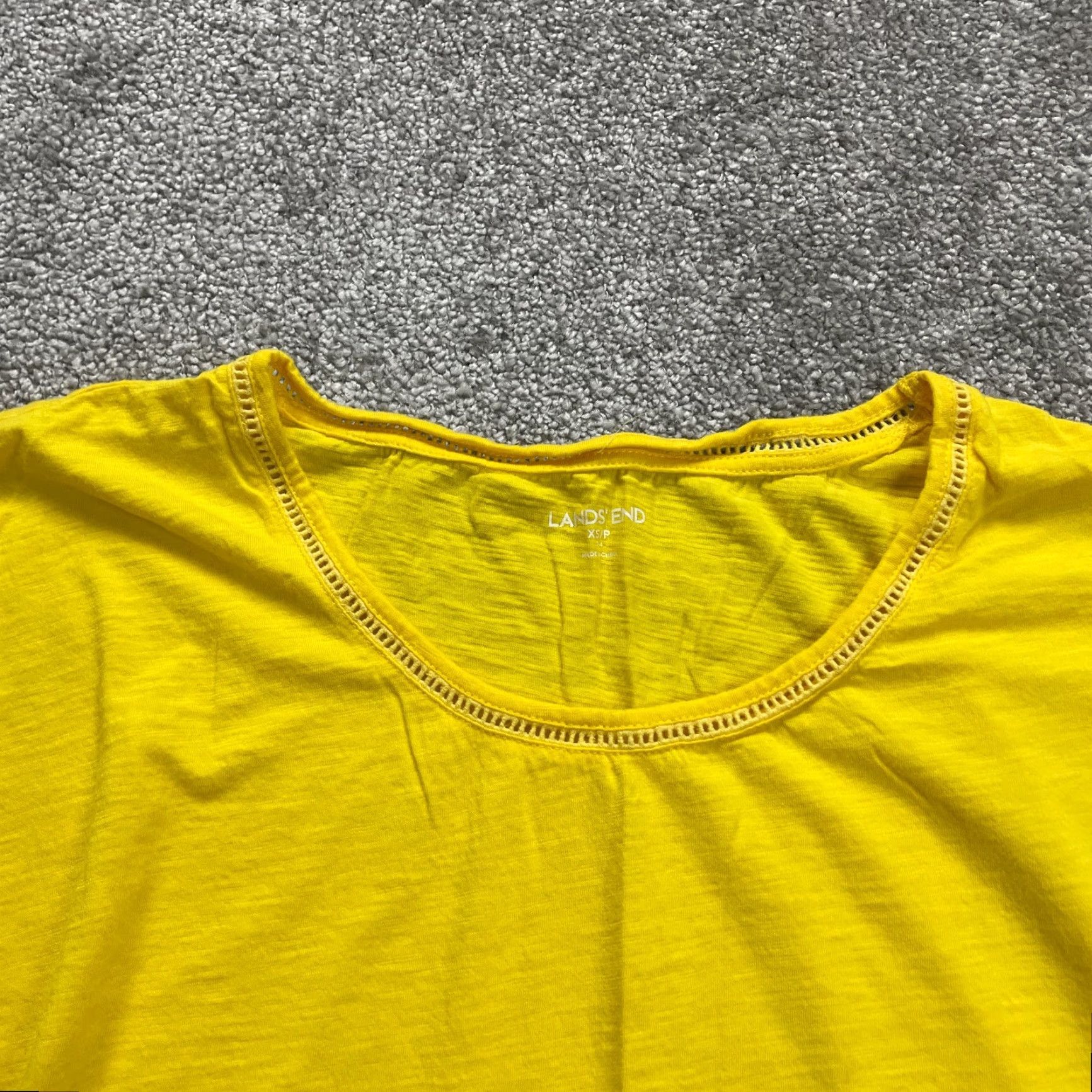 Lands' End Lands' End Women's Casual Basic Tee T-Shirt XS Yellow Short Sleeve Round Neck Lightweight Cotton Viscose Size XS / US 0-2 / IT 36-38 - 3 Thumbnail