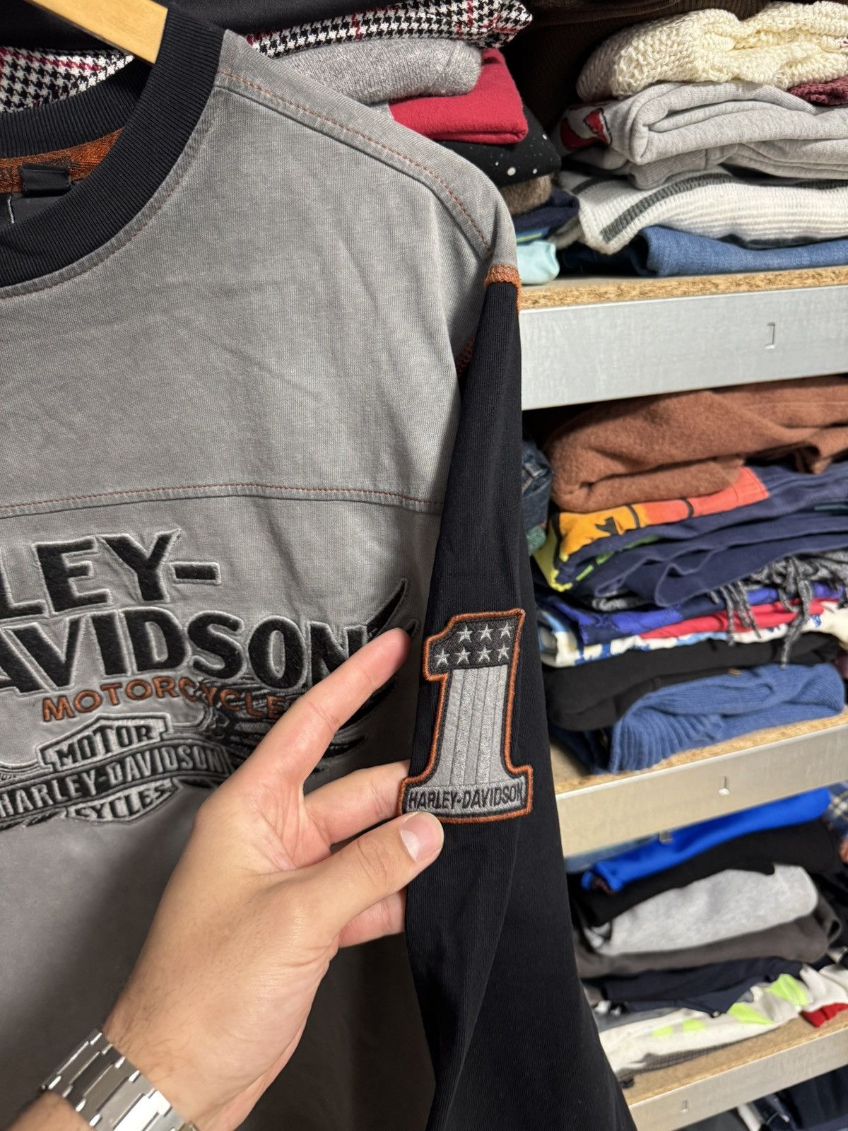Harley Davidson Harley-Davidson Long Sleeve Shirt Winged Logo Biker Tee Sz L Size US L / EU 52-54 / 3 - 4 Thumbnail