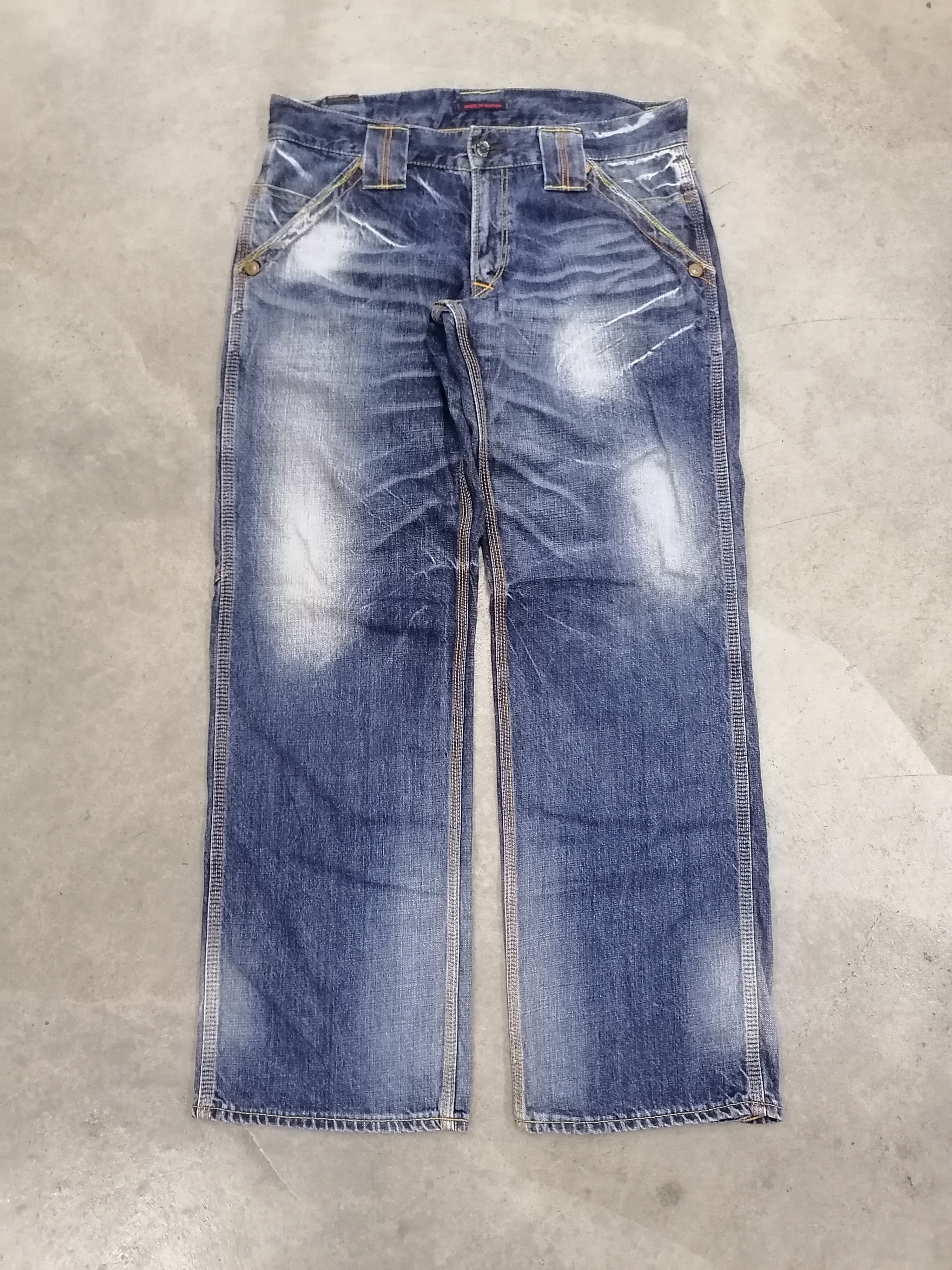 Japanese Brand Baggy Jeans Blue Way Carpenter Denim Pants Size US 34 / EU 50 - 2 Thumbnail