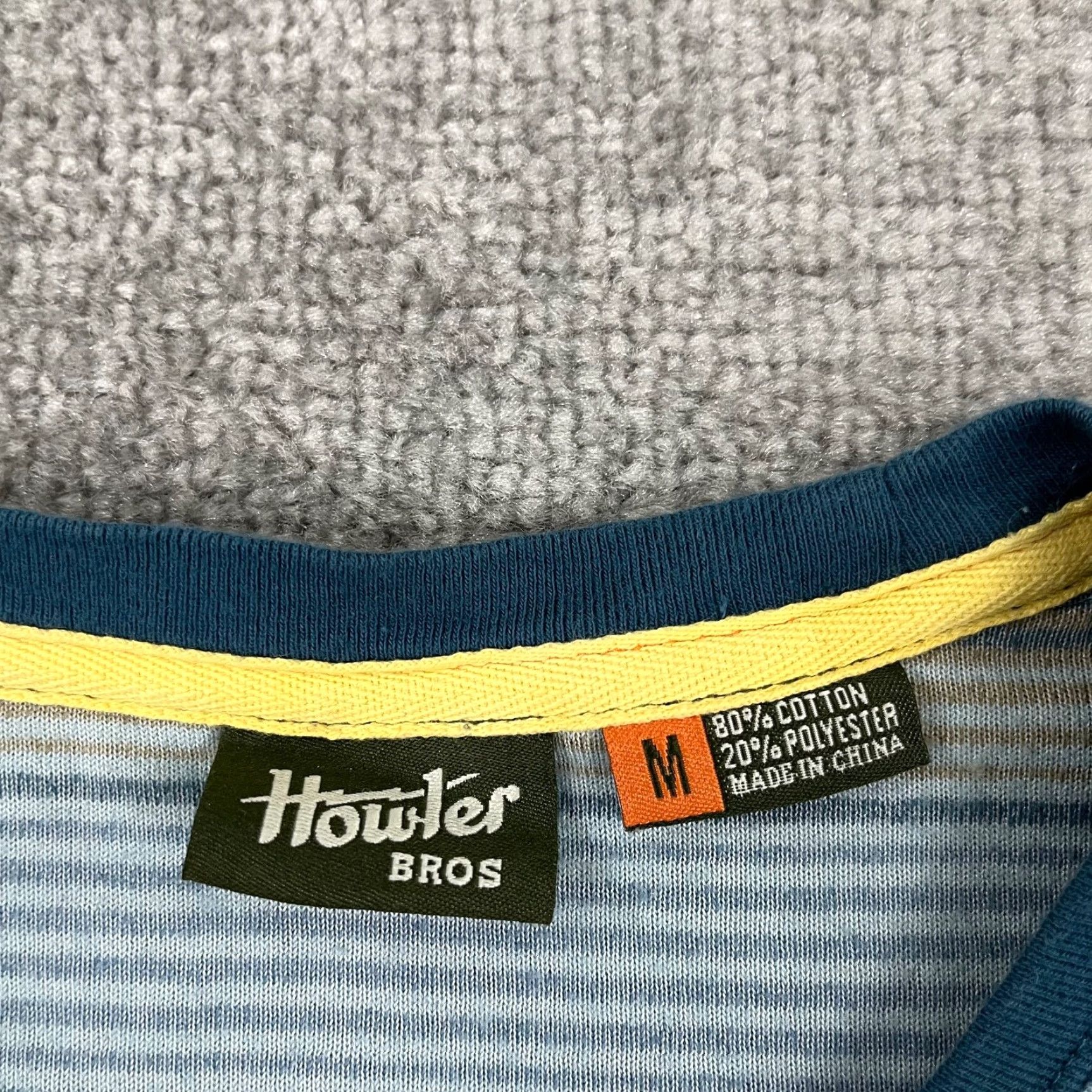 Howler Brothers HOWLER BROTHERS Shirt Mens Medium Blue Striped Terry Cloth Pocket Short Sleeve Size US M / EU 48-50 / 2 - 3 Thumbnail
