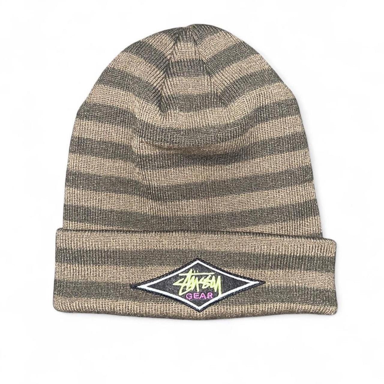 Stussy Y2K Stüssy Brown Striped Beanie Size ONE SIZE - 1 Thumbnail
