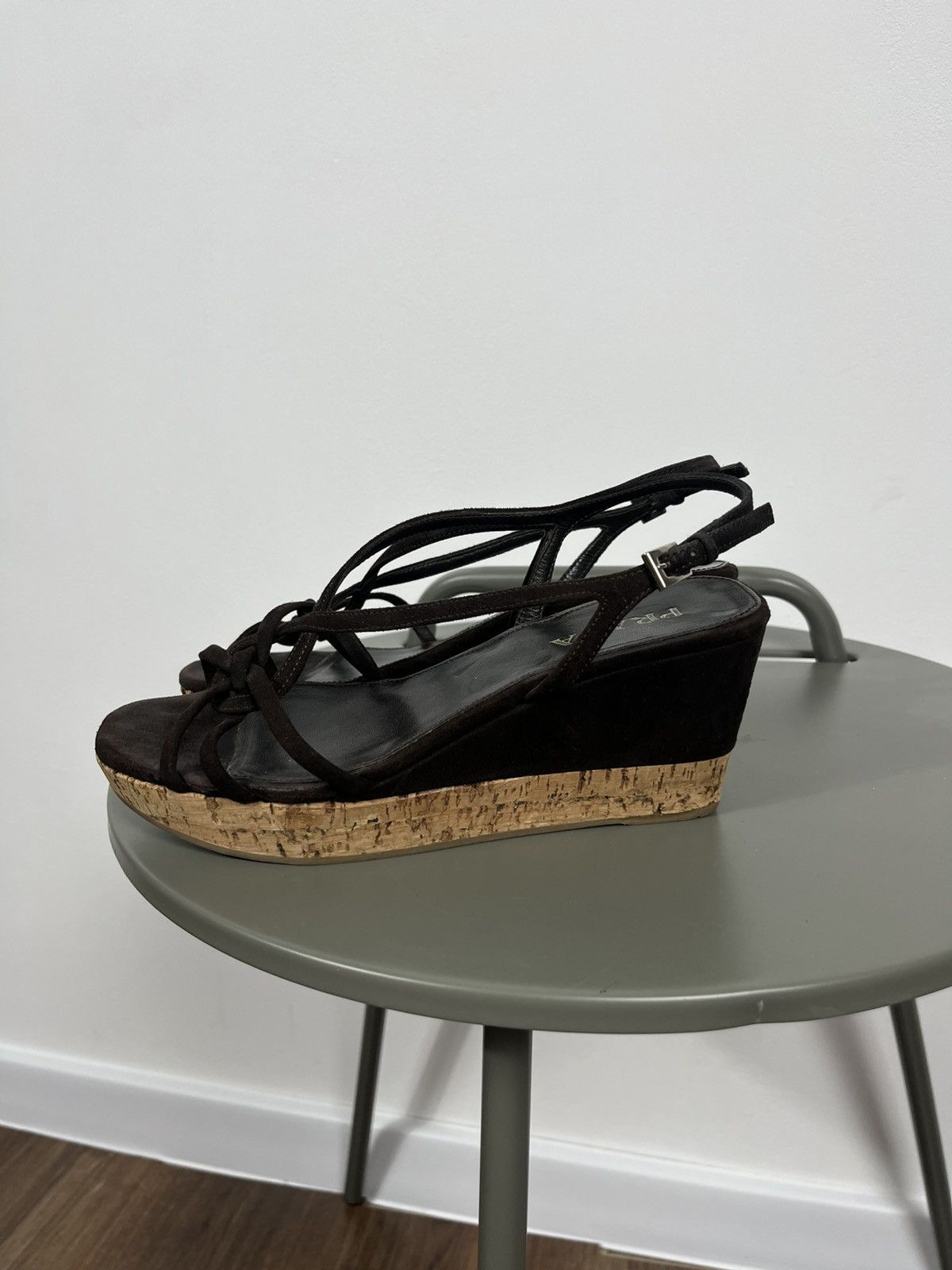 Prada Prada Brown Suede Cork Wedge Sandals – Size 36.5 Women’s Size US 6.5 / IT 36.5 - 8 Thumbnail
