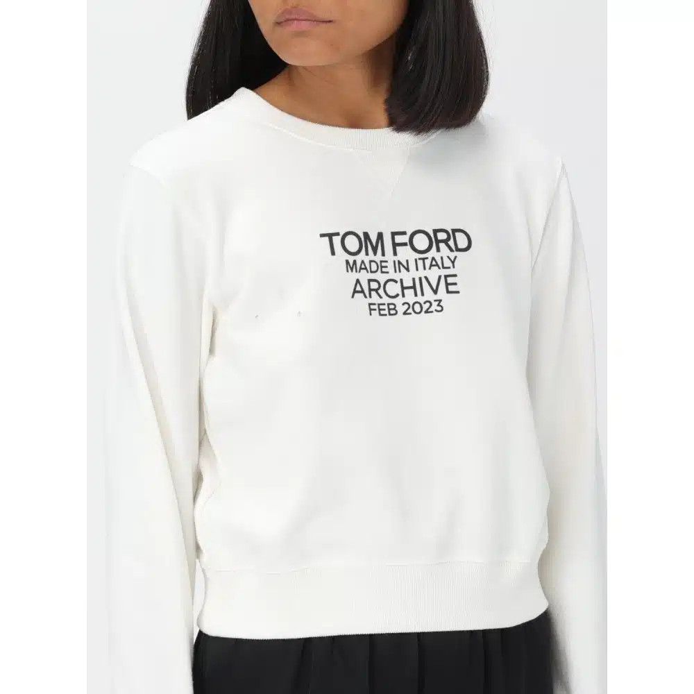 Tom Ford o1loc1c0525 FLJ055 Cotton Sweatshirt in White Size M / US 6-8 / IT 42-44 - 2 Thumbnail