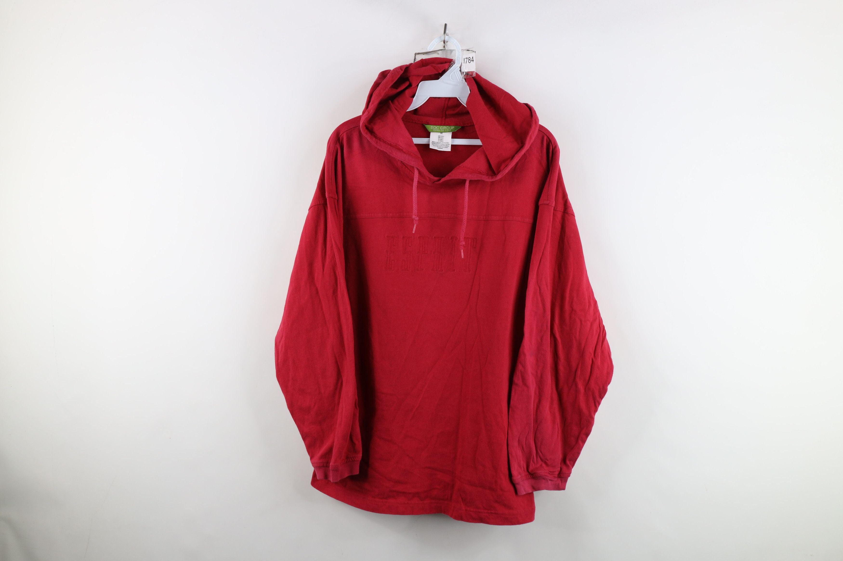 Esprit Vintage 90s Esprit Spell Out Baggy Hoodie T-Shirt Red USA Size M / US 6-8 / IT 42-44 - 1 Thumbnail