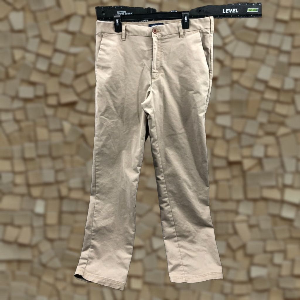 Izod Izod Chino Pants Mens Size 34x34 Beige Straight Rise Mid 34 Inseam 5-Pocket Solid Zipper Button Logo Regular Knit Polyester Blend Front Flat Front Size US 34 / EU 50 - 1 Thumbnail