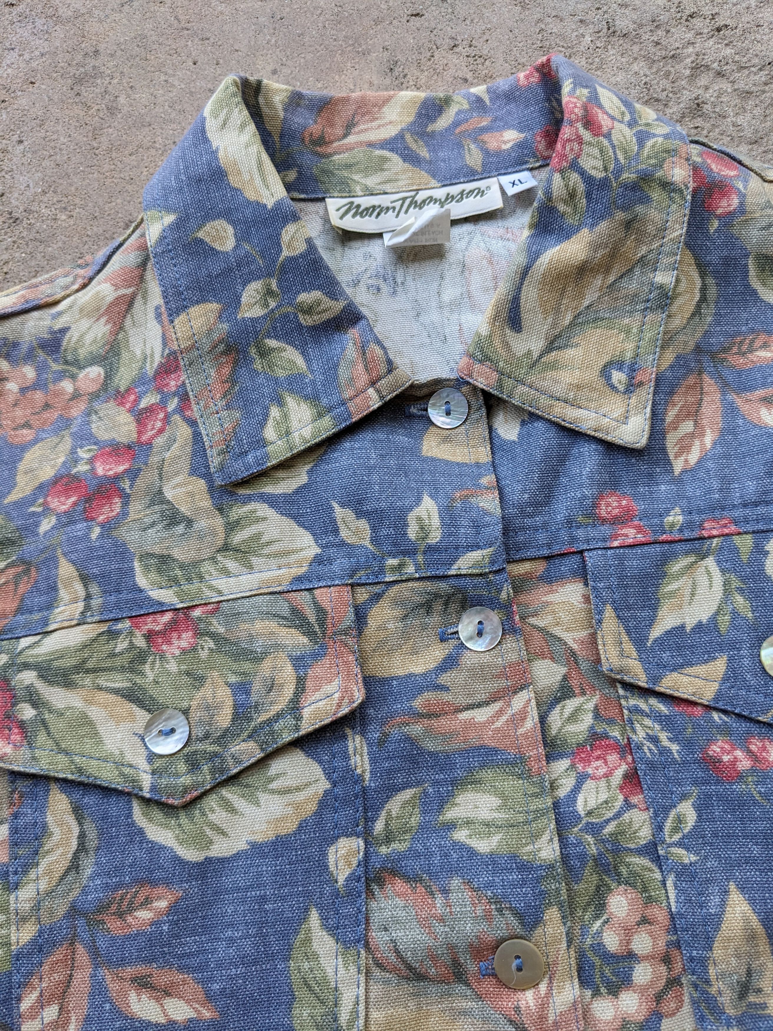 Norm Thompson 80's 90's Floral Denim Jacket Size US M / EU 48-50 / 2 - 3 Thumbnail