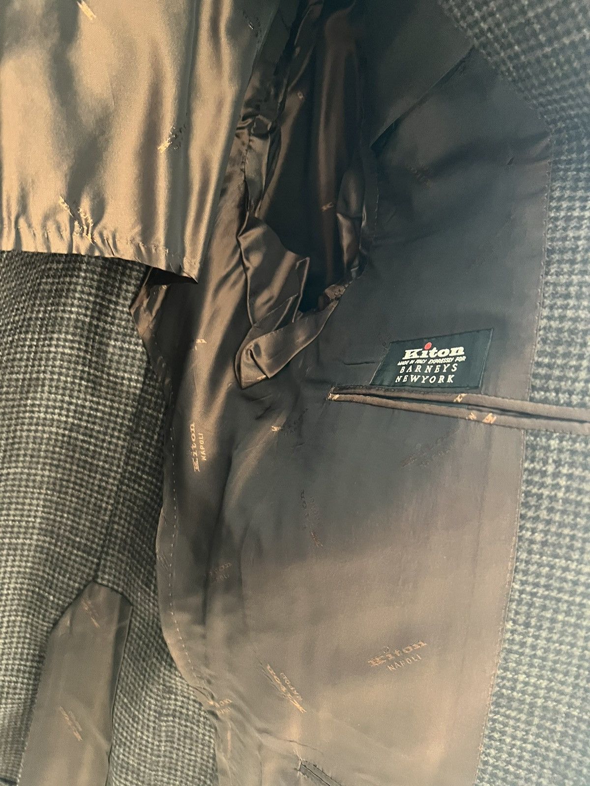 Barneys New York × Kiton Kiton Brown Houndstooth Cashmere Blazer Size 44R US / 54R Size 44R - 5 Thumbnail