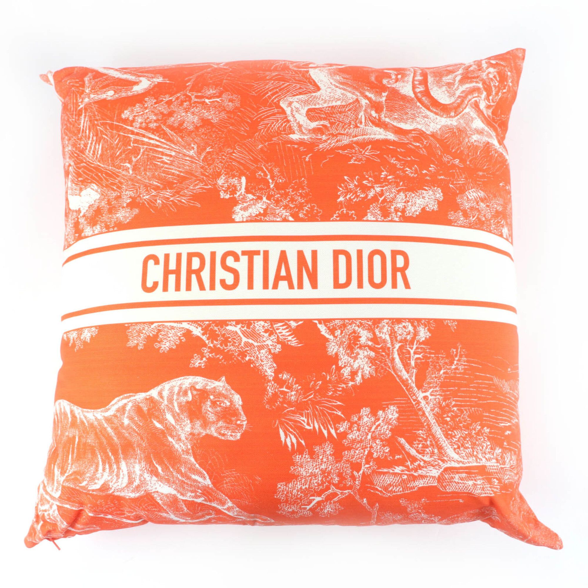 Dior Christian Dior HYP02RCO0U Dioliviera Linen Blend Cushion, Orange, Made in France, Authentic, Women's Size ONE SIZE - 1 Thumbnail