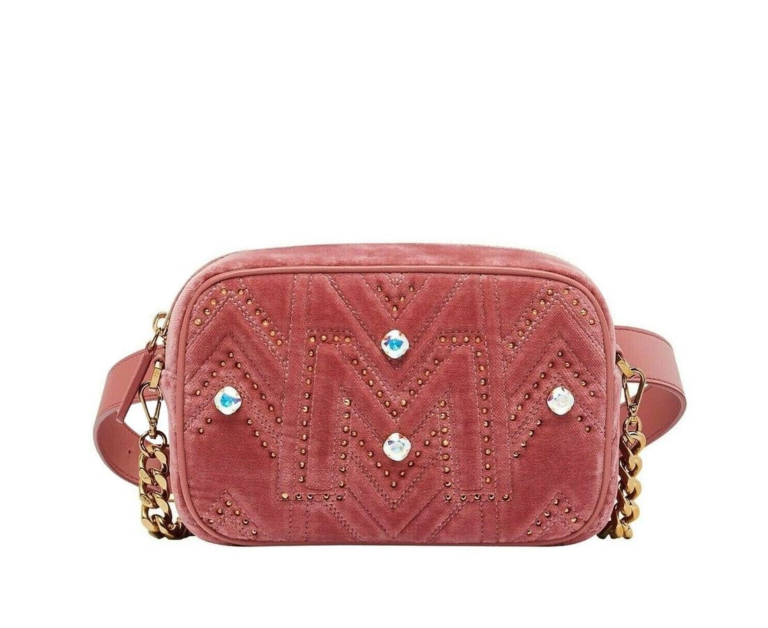 MCM Women's Pink Velvet Crystal Studs Crossbody Camera Bag Size ONE SIZE - 1 Thumbnail