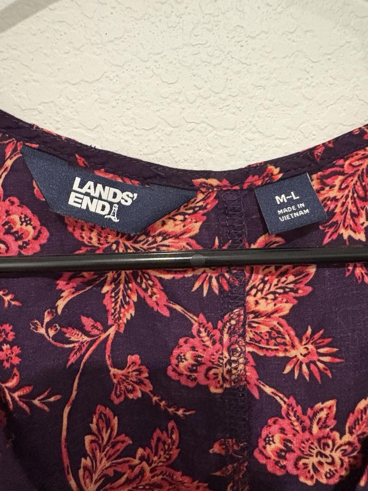 Lands' End Lands’ End Purple Red Floral Modal Mini Dress Size M-L Size M / US 6-8 / IT 42-44 - 6 Thumbnail