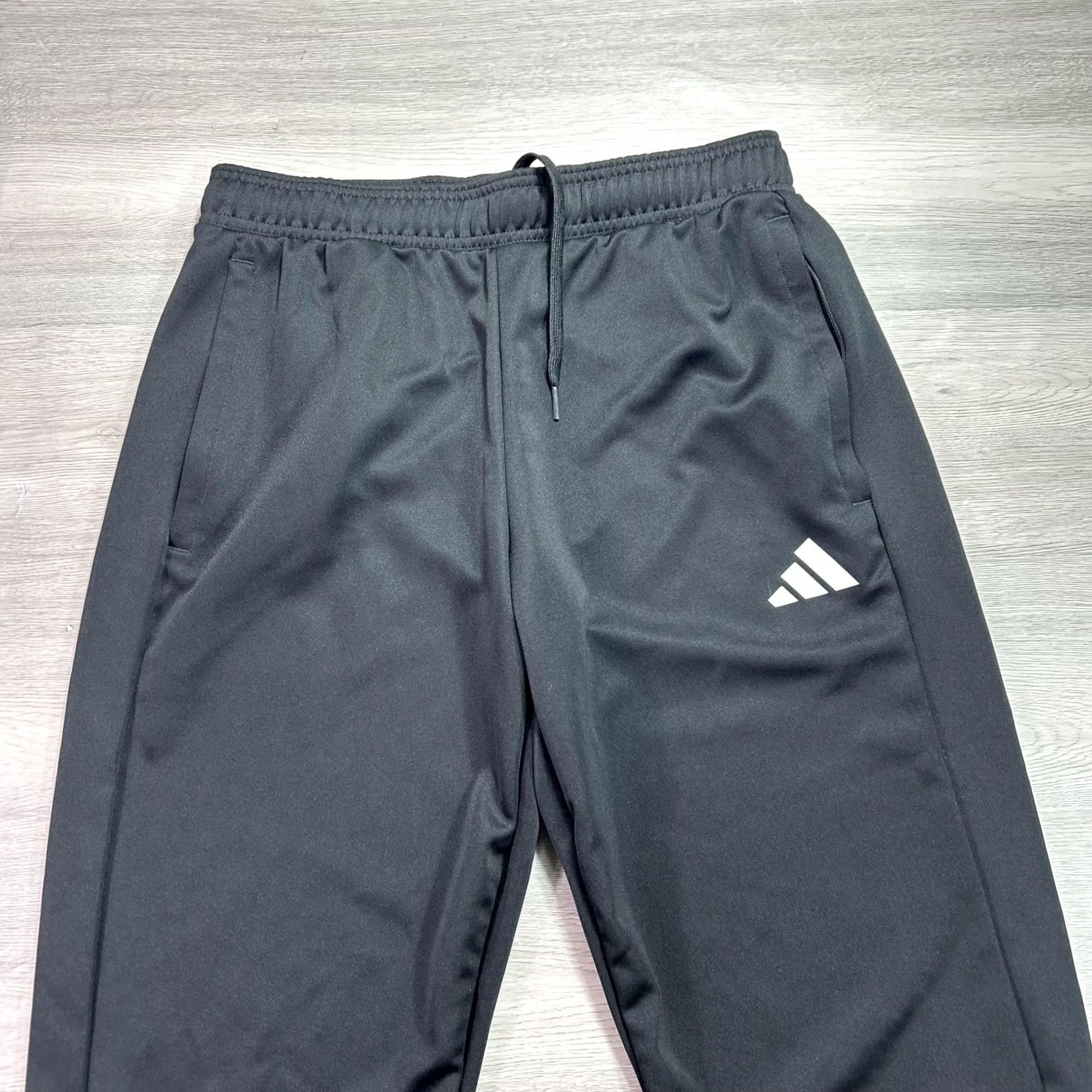 Adidas Adidas Men M Black Track Pants 3 Stripe AEROREADY Elastic Waist Pockets Zip Hem Slim Tapered Knit IR7848 Size US 31 - 3 Thumbnail
