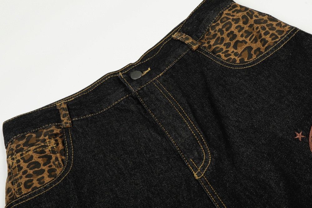 Jean Men's vibe workwear leopard print patchwork curved jeans Size US 32 / EU 48 - 3 Thumbnail