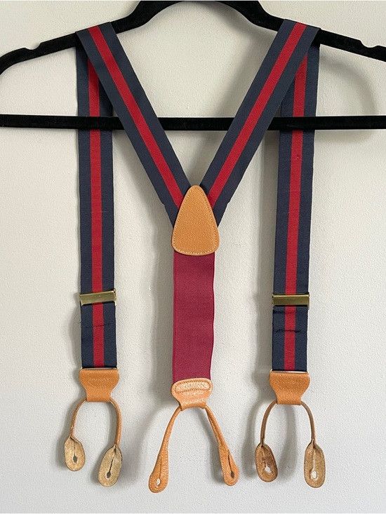 Vintage Vintage Blue / Red Braces Button Suspenders - One Size Size ONE SIZE - 6 Thumbnail