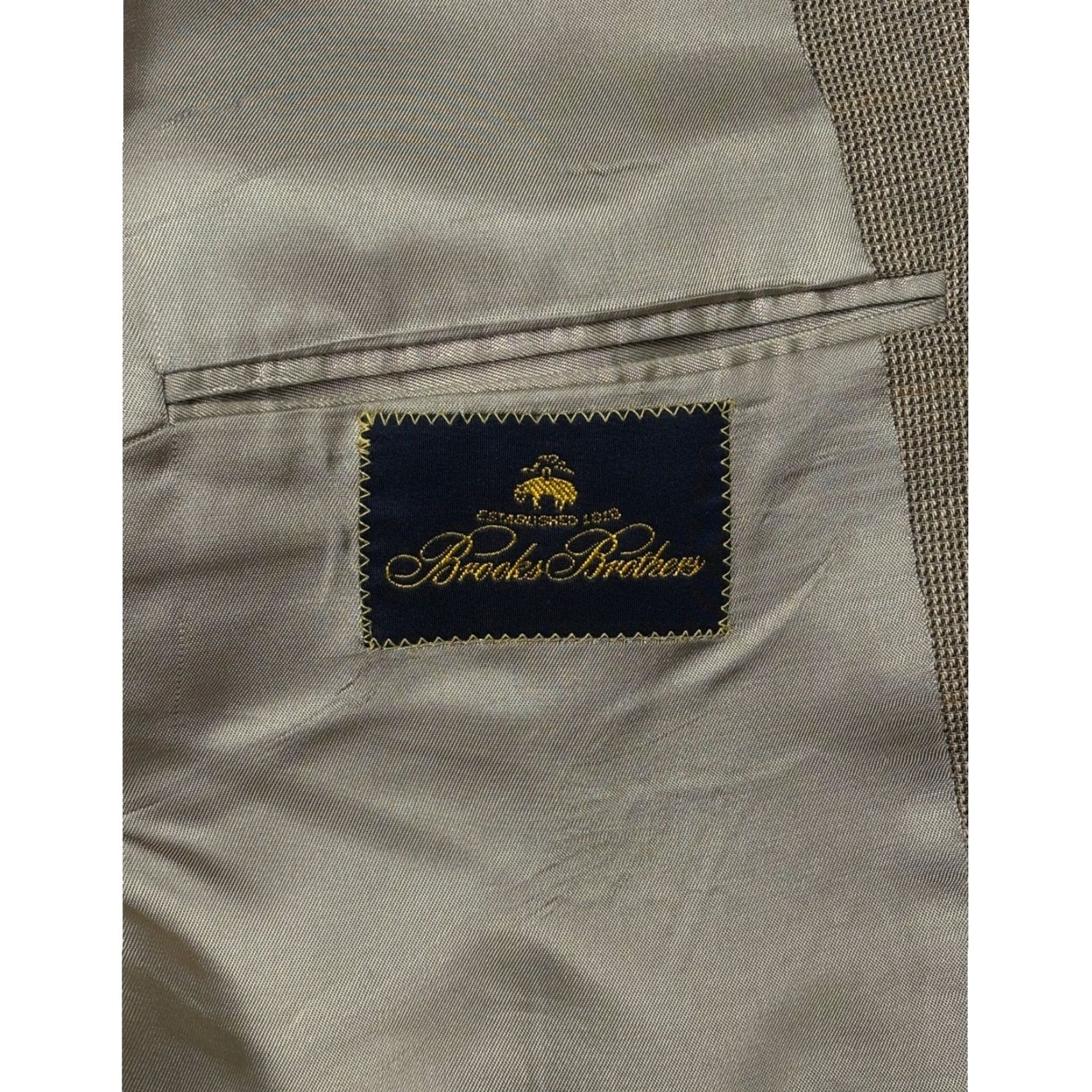 Brooks Brothers VINTAGE Brooks Brothers Mens Blazer Jacket Tan Plaid Coat 44 LG Union Made USA Size 44R - 6 Thumbnail