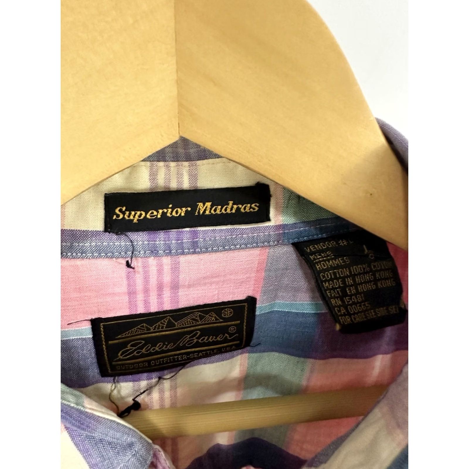 Eddie Bauer VTG Eddie Bauer Button-Up Shirt Plaid Short Sleeve Pink Multicolor L Mens Regular XS? Size US L / EU 52-54 / 3 - 3 Thumbnail