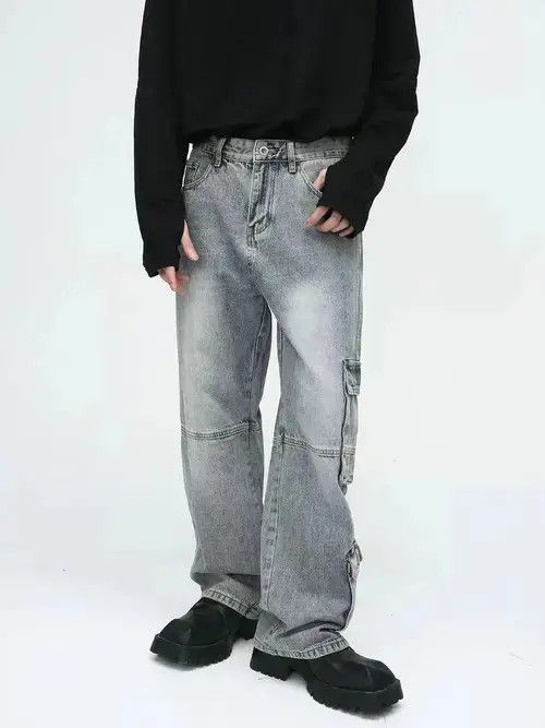 Japanese Brand Retro baggy cargo jeans with big pockets Size US 32 / EU 48 - 3 Thumbnail