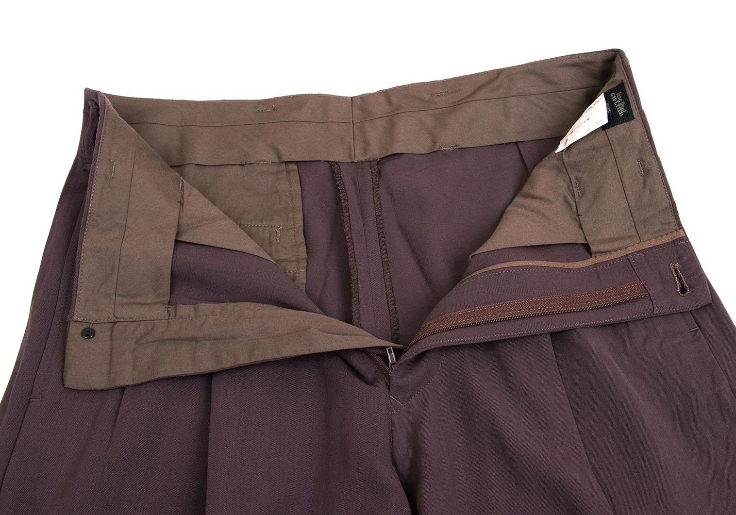 Jean Paul Gaultier Wool Tuck Pants in Brown, Size 48 Size US 32 / EU 48 - 4 Thumbnail