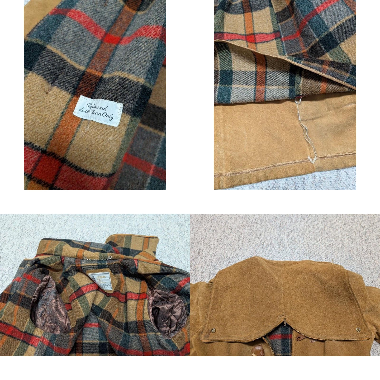 London Fog VINTAGE London Fog Duffle Coat Leather Cowhide Split-Suede 42 Brown Hooded Wool Lined M Mens Coat Jacket Size US M / EU 48-50 / 2 - 8 Thumbnail