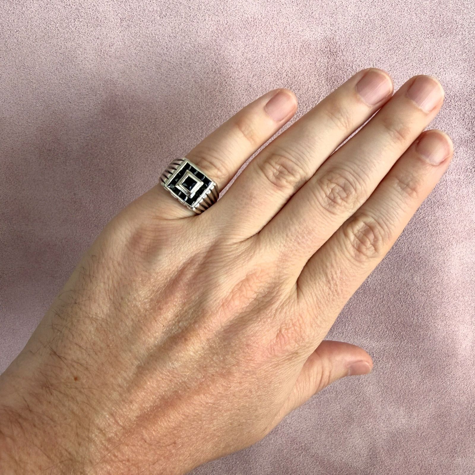 Sterling Silver sterling silver channel-set black cz signet ring size 9.5 Size ONE SIZE - 2 Thumbnail