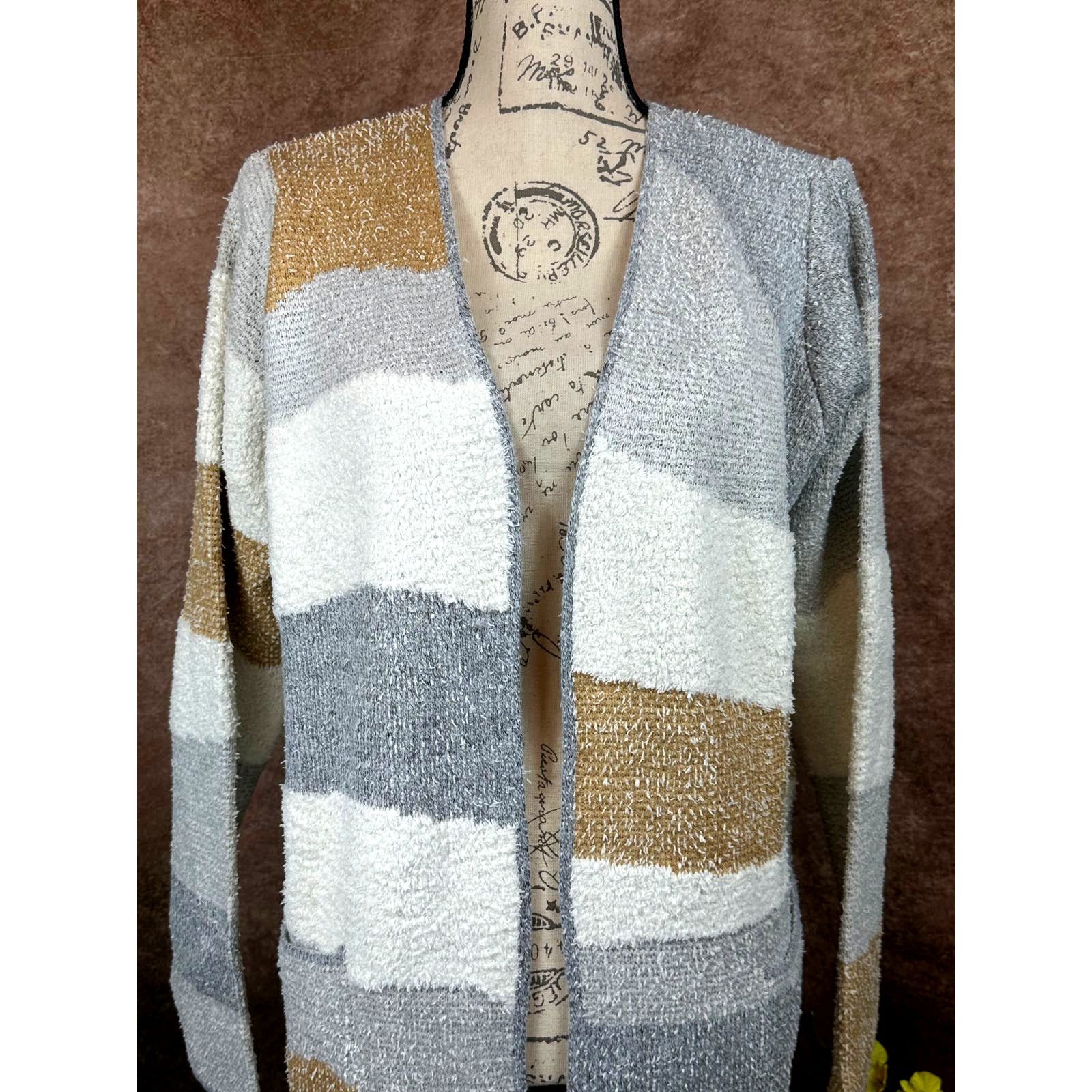 Other Fortune & Ivy Layla Open Cardigan Cream Tan Grey size L Size L / US 10 / IT 46 - 9 Thumbnail
