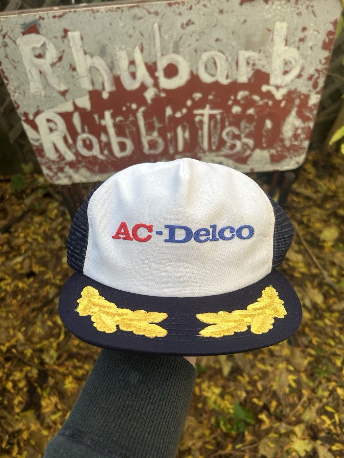 Vintage 80s trucker hat AC Delco batteries racing gold leaf made USA Size ONE SIZE - 2 Thumbnail