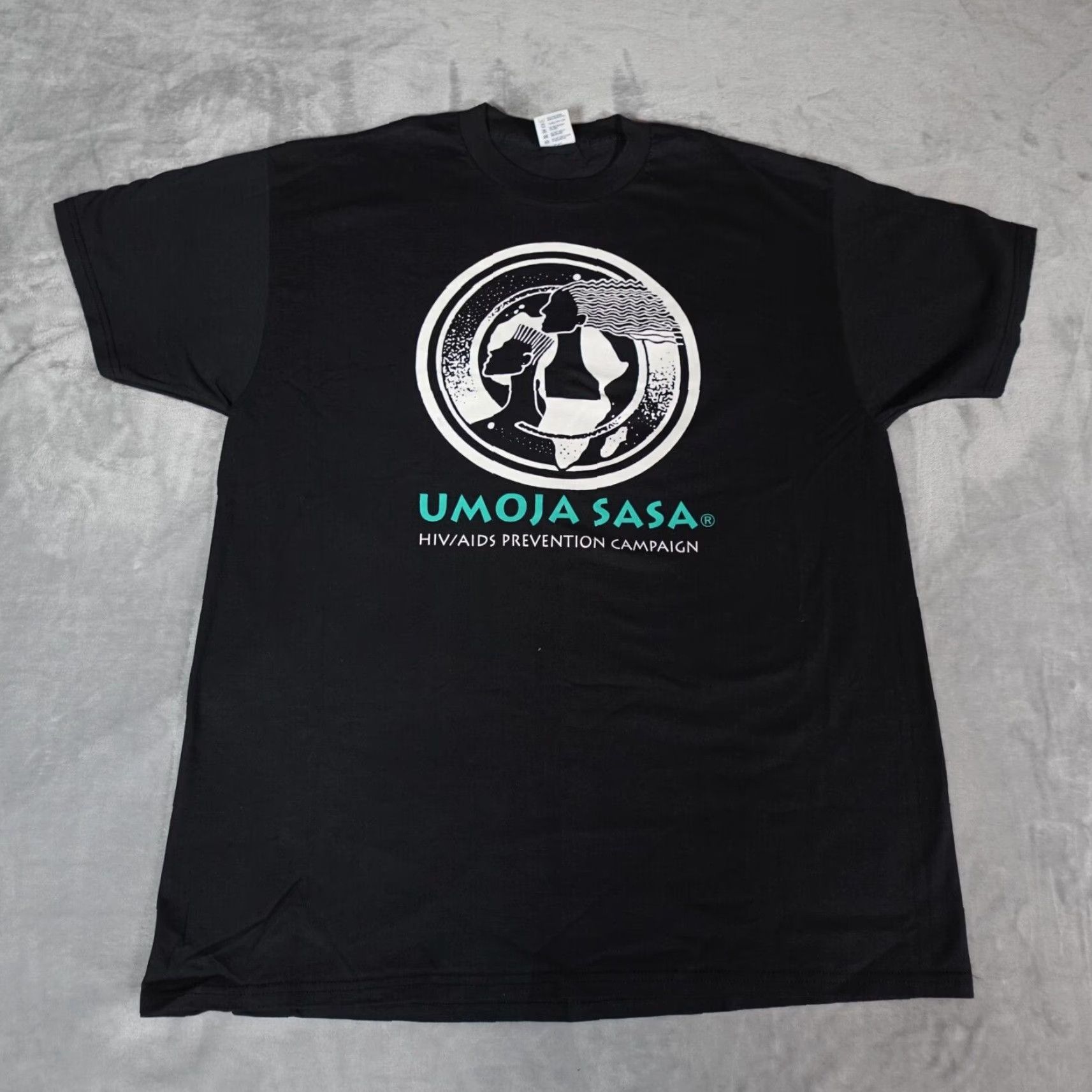 Vintage VINTAGE Umoja Sasa HIV Aids Campaign 90s Graphic Print T-Shirt Men XL Black Cotton Size US XL / EU 56 / 4 - 2 Thumbnail