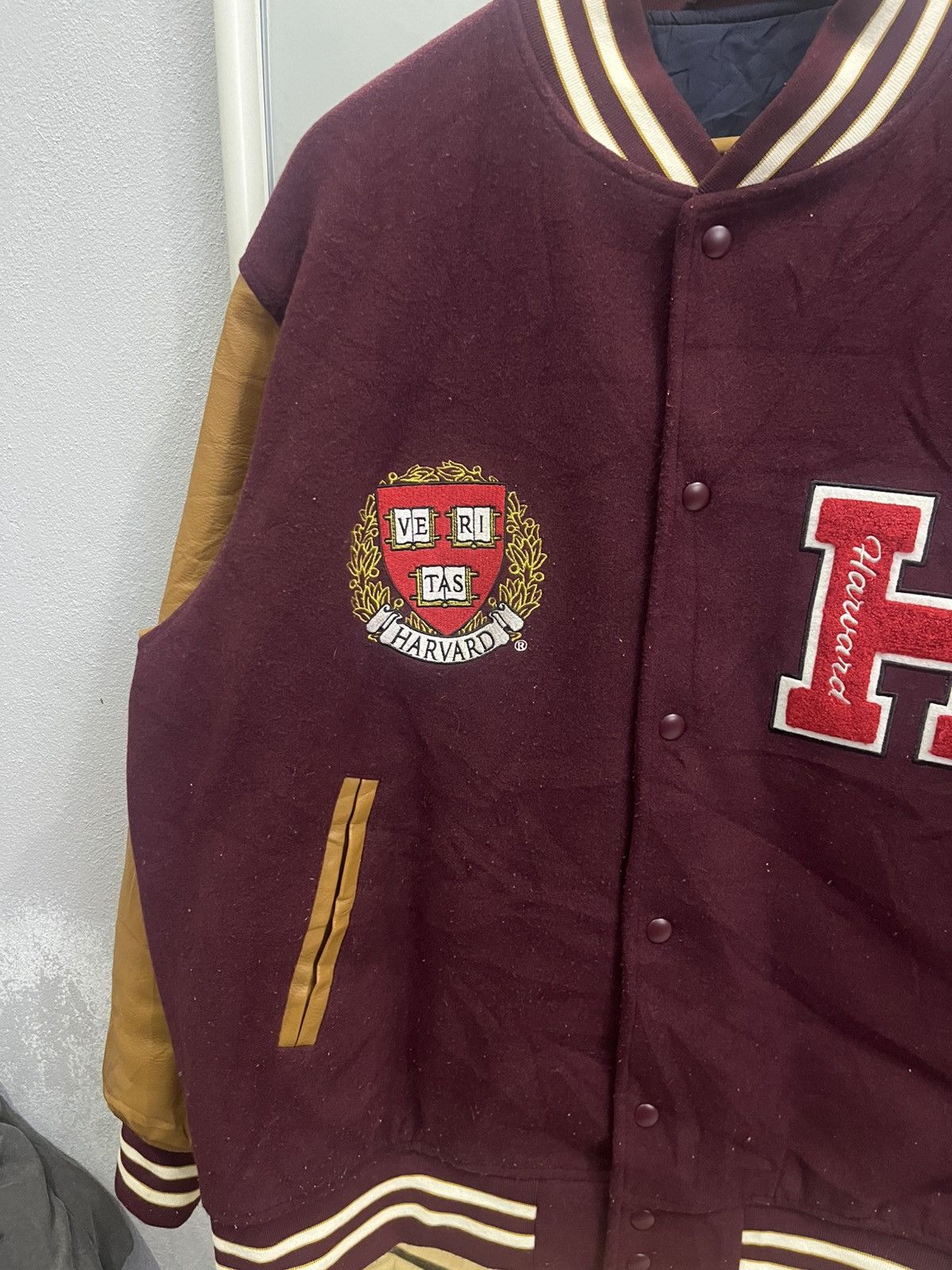 GU GU x Harvard Varsity Jacket Faux Leather Sleeves Size US XL / EU 56 / 4 - 5 Thumbnail