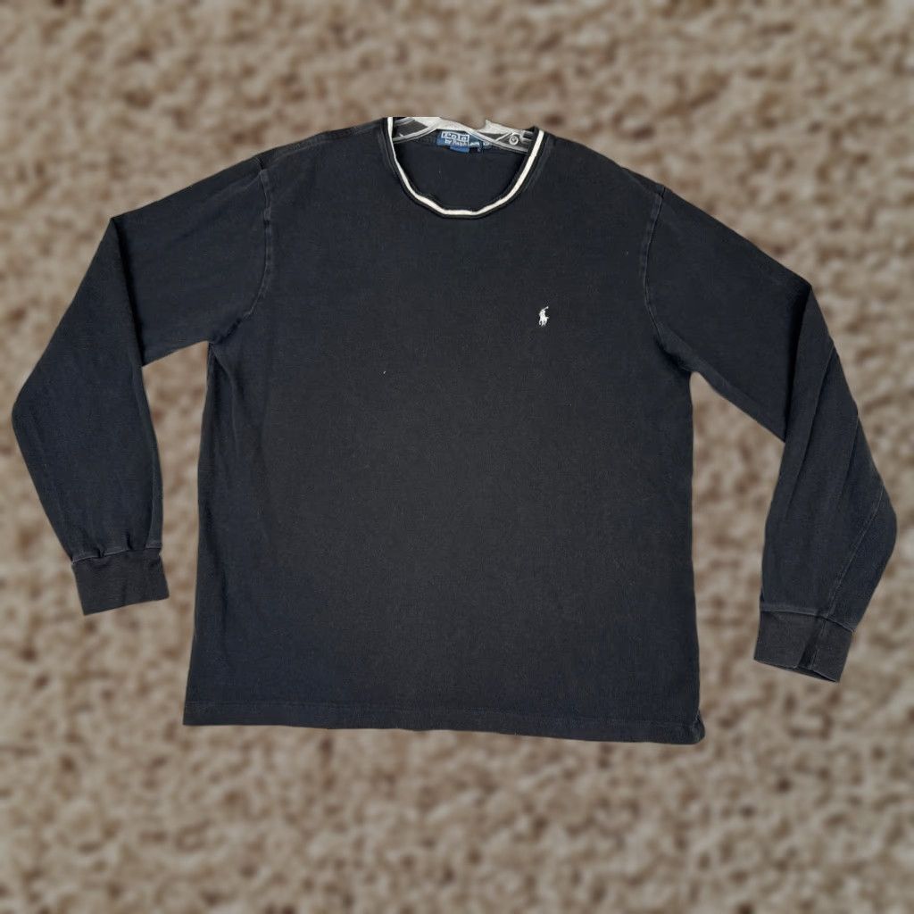 Ralph Lauren VINTAGE Polo Ralph Lauren Shirt Adult XL Black Long Sleeve Crew Cotton Size US XL / EU 56 / 4 - 1 Thumbnail