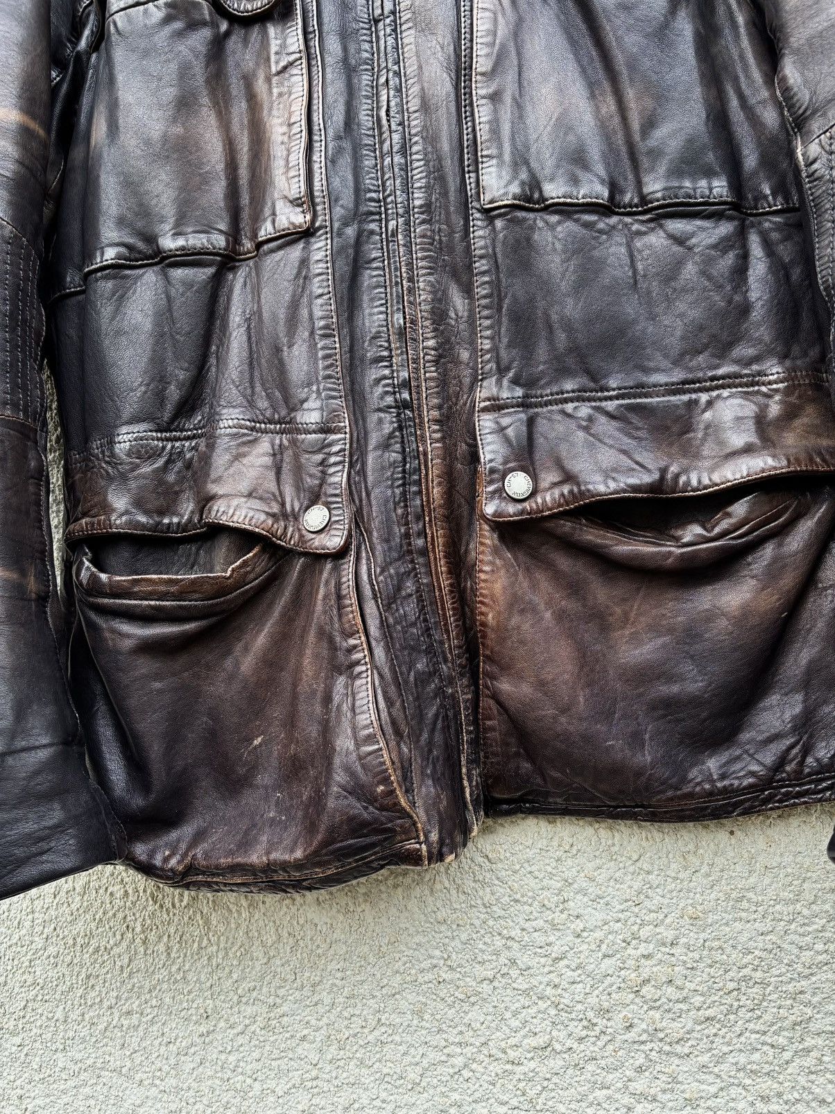 Chevignon × Hysteric Glamour × Vintage 😍Schott Avirex Style Chevignon Washed Leather Jacket Faded Size US L / EU 52-54 / 3 - 4 Thumbnail