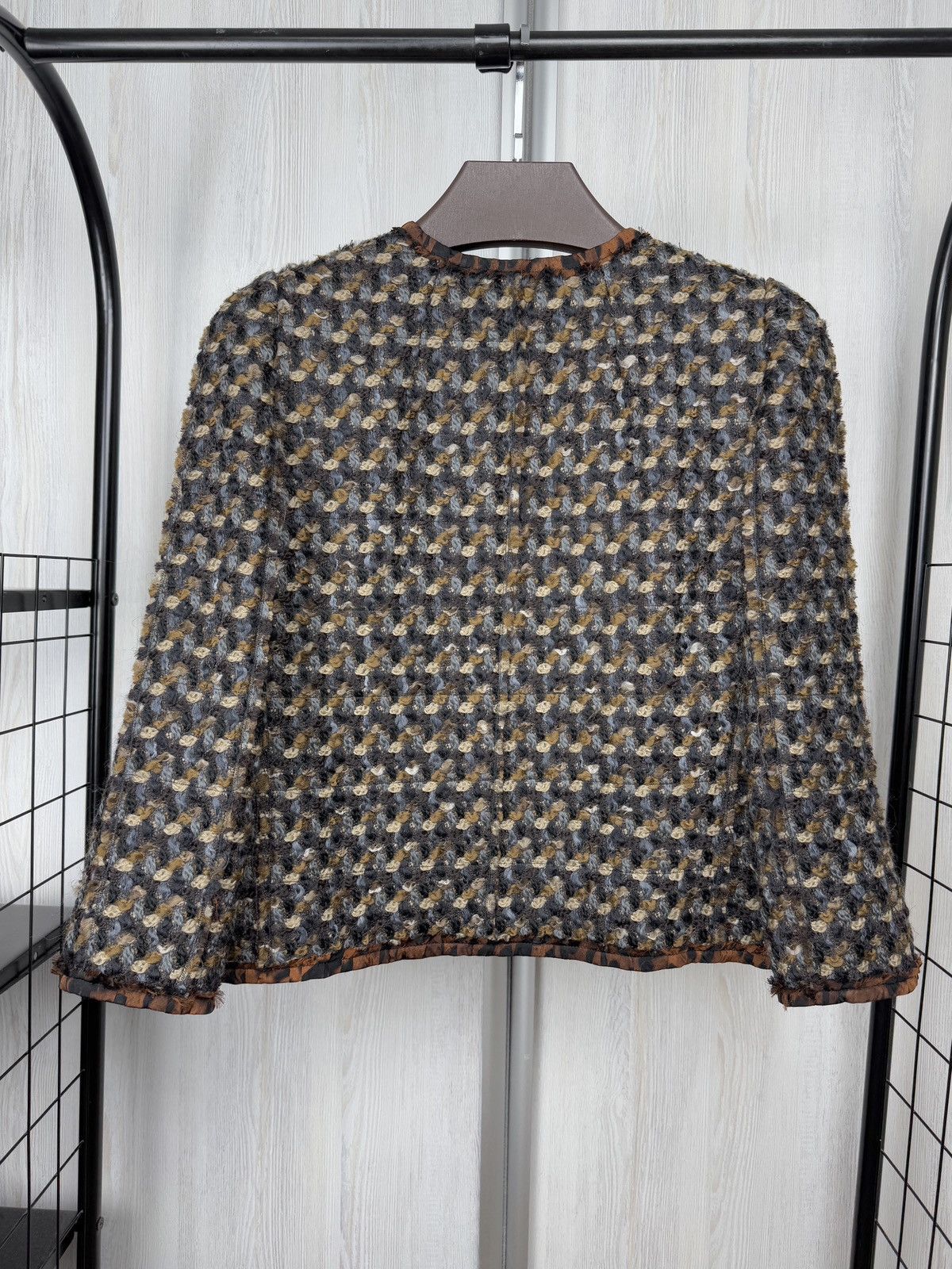 Dolce & Gabbana tweed leopard print wool silk jacket size 44