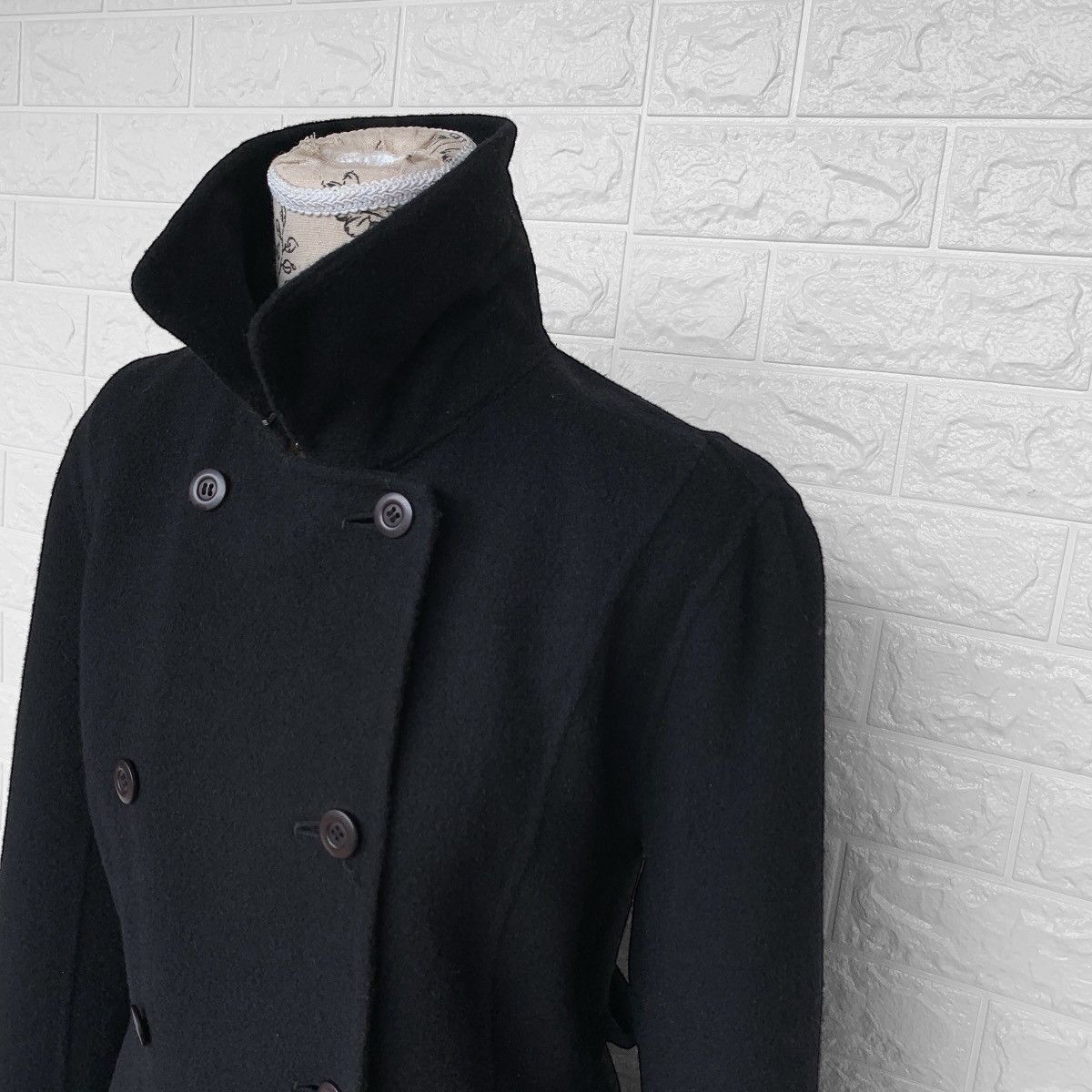 Tsumori Chisato ISSEY MIYAKE DOUBLE BREASTED WOOL DRESS COAT BLACK Size M / US 6-8 / IT 42-44 - 8 Thumbnail