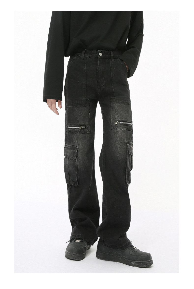 Japanese Brand × Jean Washed vintage zipper patchwork multi-pocket work jeans Size US 32 / EU 48 - 3 Thumbnail