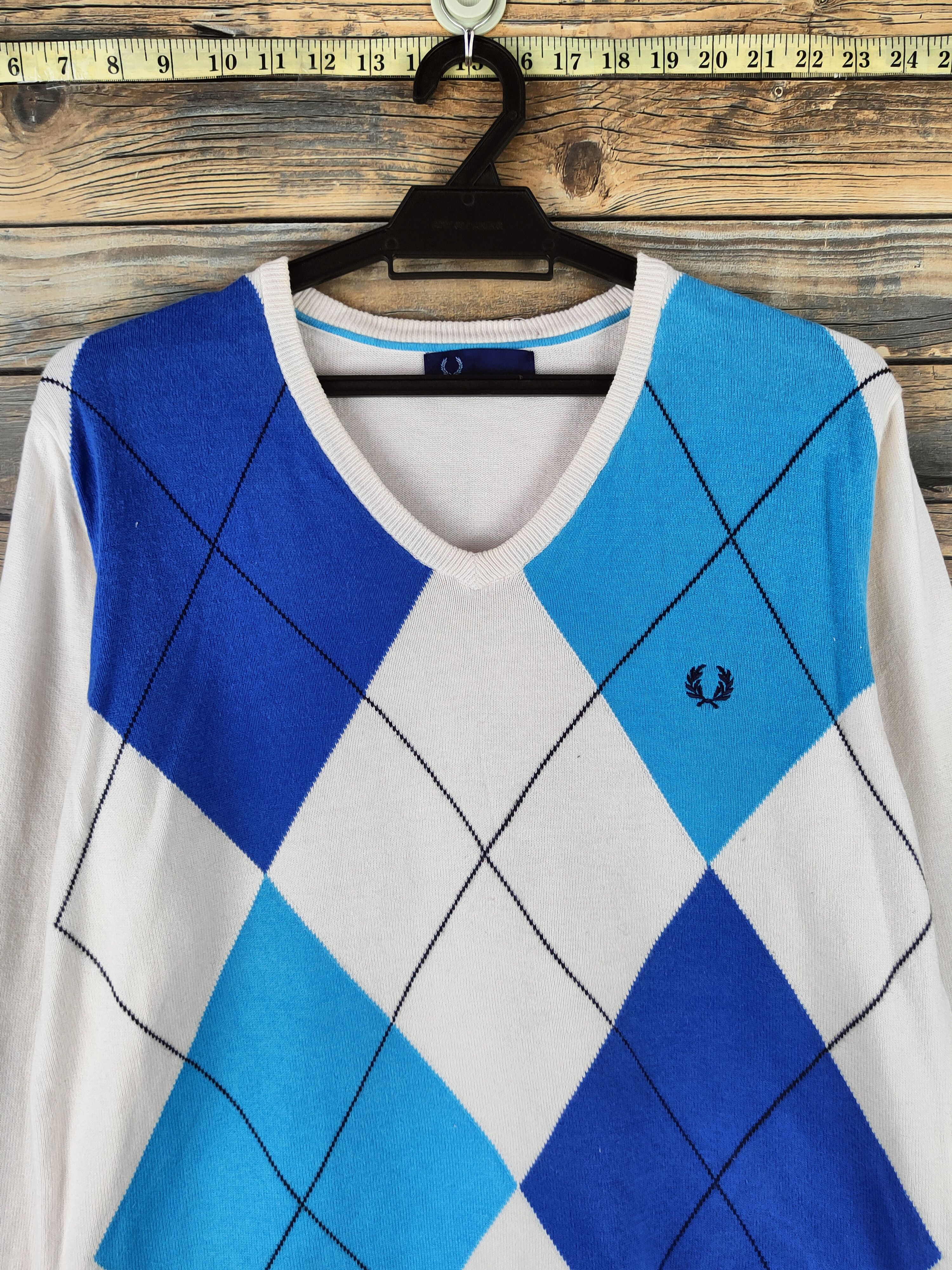 Fred Perry DL Fred Perry White Blue Knitwear Sweatshirts #46-126 Size US S / EU 44-46 / 1 - 2 Thumbnail