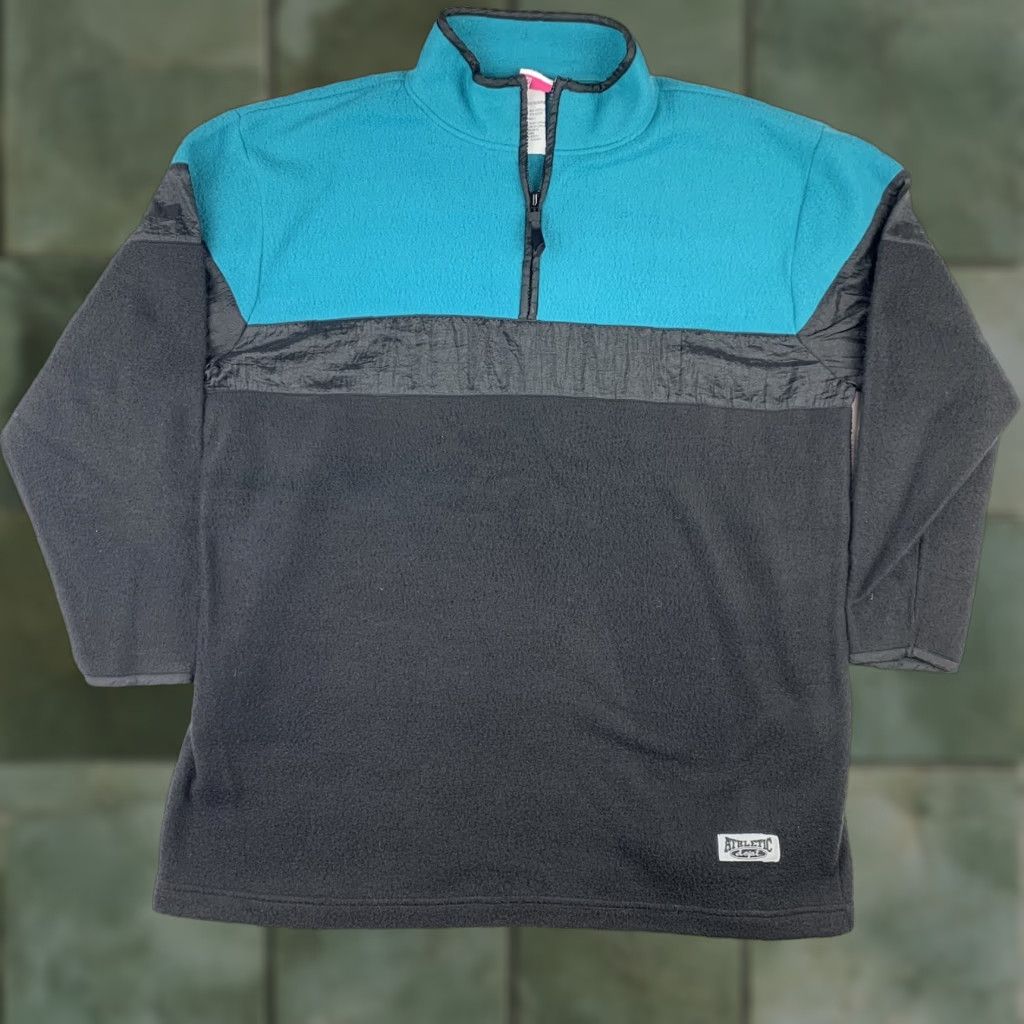 Hanes VINTAGE Hanes Her Way Fleece Jacket Womens XL Black Teal Pullover 90s Athletic Dept Zip Womens Size XL / US 12-14 / IT 48-50 - 1 Thumbnail