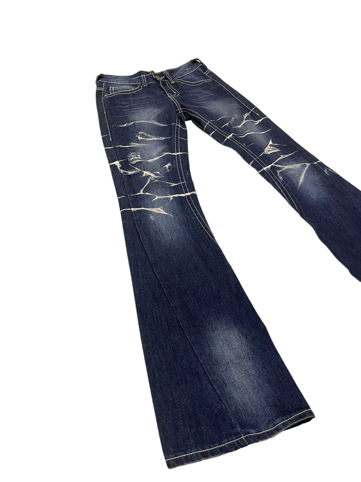 Japanese Brand Flare Jeans Black Crown Faded Distress Boot Cut 8🟦7 Size US 28 / EU 44 - 1 Thumbnail