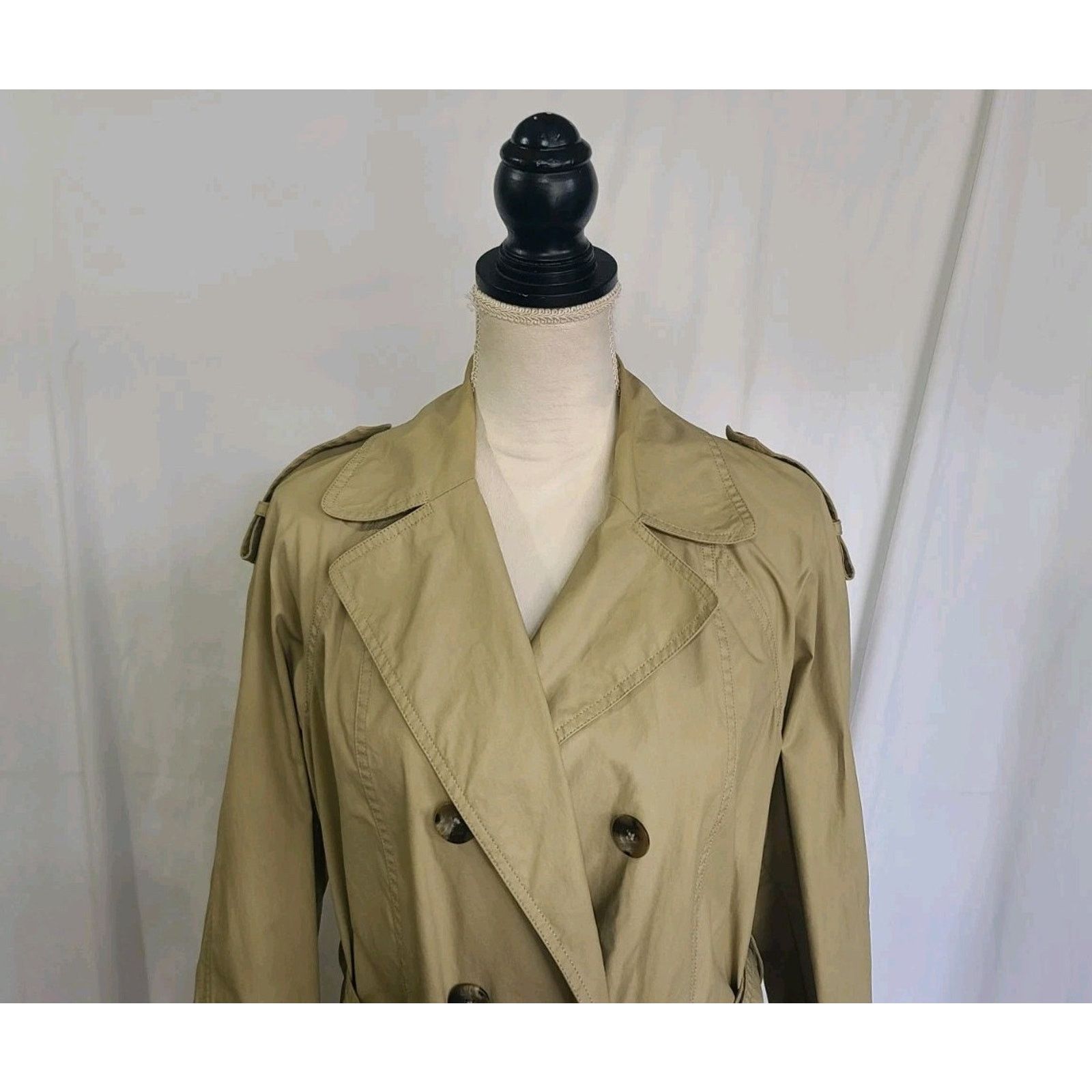 Vince Vince Designer Womens Tan Khaki Wax Belted Trench Coat Small Size S / US 4 / IT 40 - 5 Thumbnail