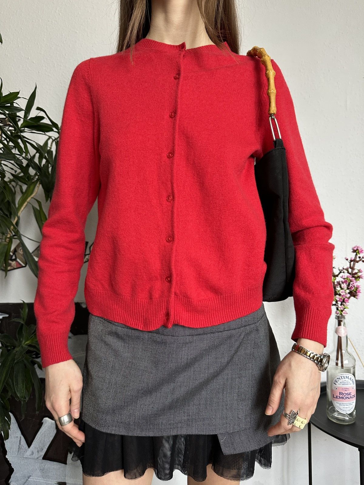 Vintage Cute Babydoll Vintage 90s Wool Red Knit Cardigan Size L / US 10 / IT 46 - 5 Thumbnail