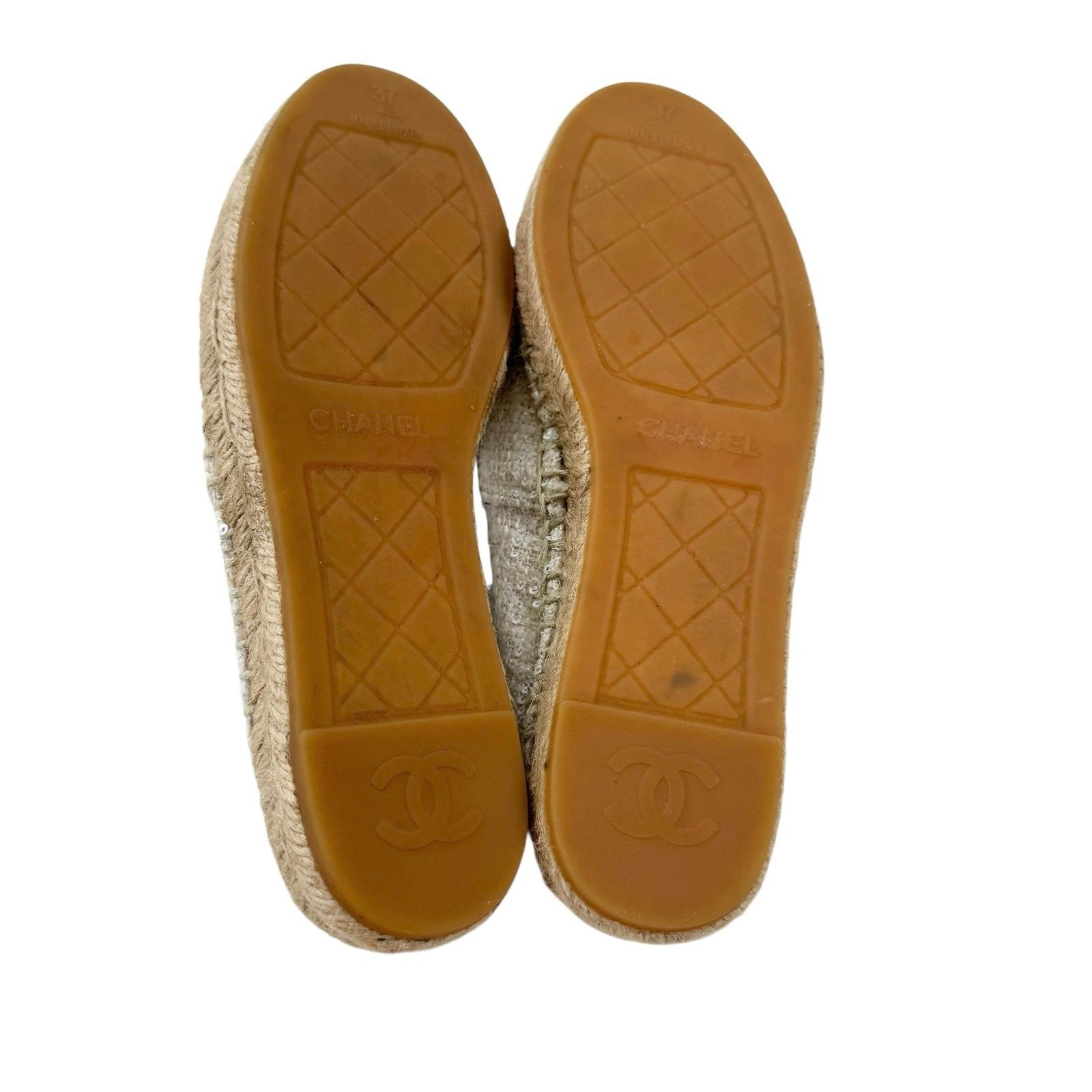 Chanel Chanel Tweed Sequin Logo Cap Toe Espadrilles Cream Size EU37 Size US 6.5 / IT 36.5 - 11 Thumbnail