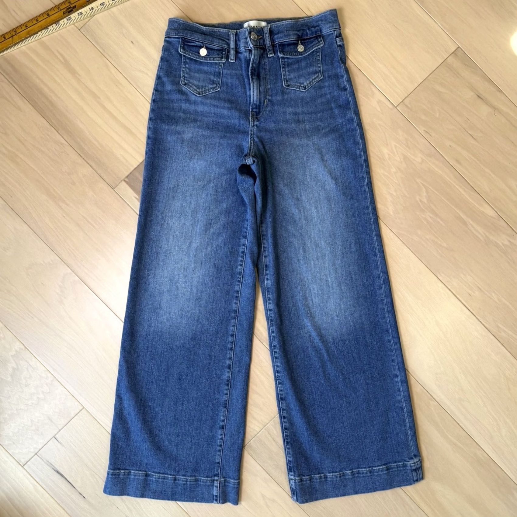 Frame Frame Le Slim Palazzo Jeans Women's 28 Blue High Rise Wide Leg Denim Medium Wash Jeans Size 28" / US 6 / IT 42 - 2 Thumbnail