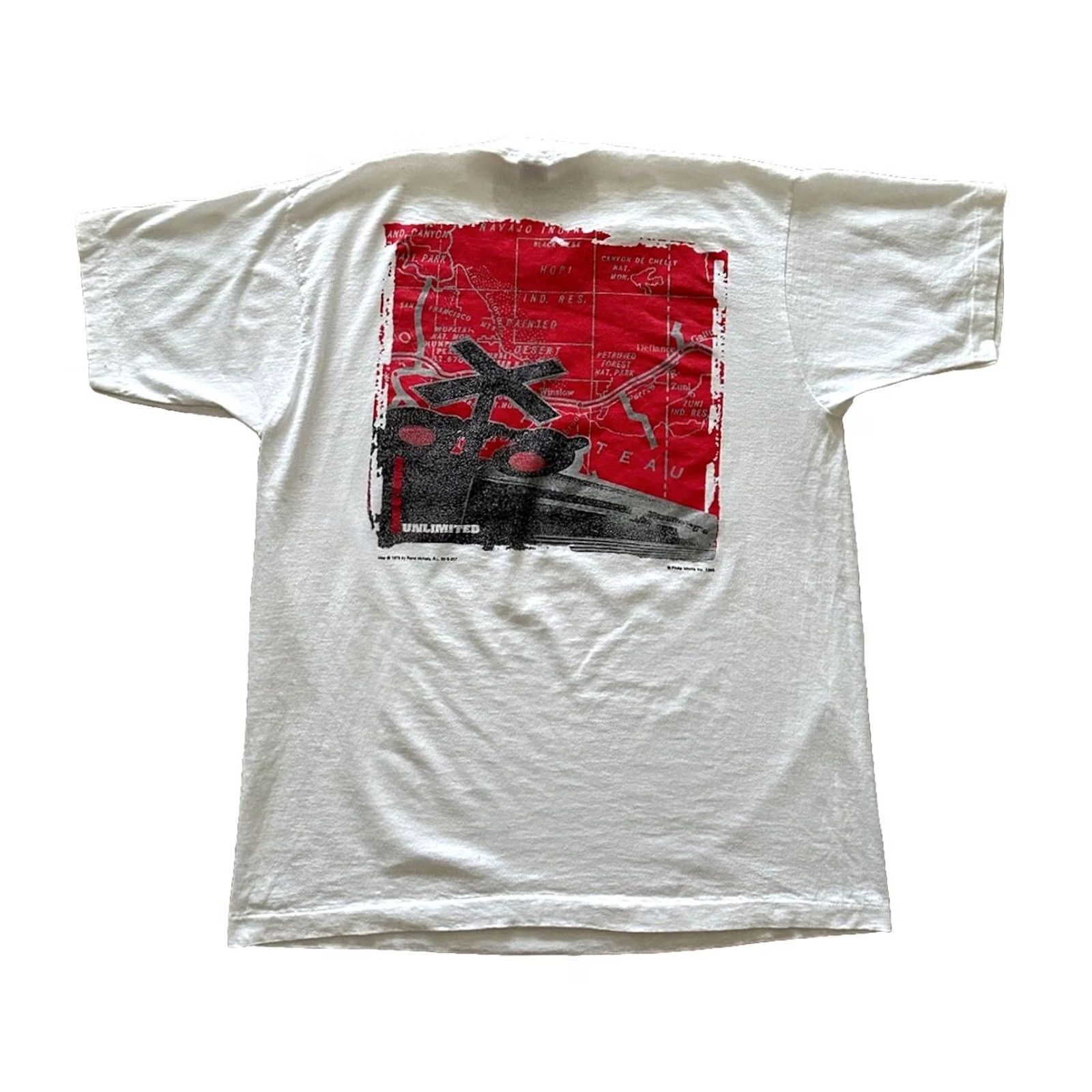 Marlboro VINTAGE Marlboro Unlimited White T-Shirt Railroad Map XL Single Stitch Mens 90s Size US XL / EU 56 / 4 - 2 Thumbnail