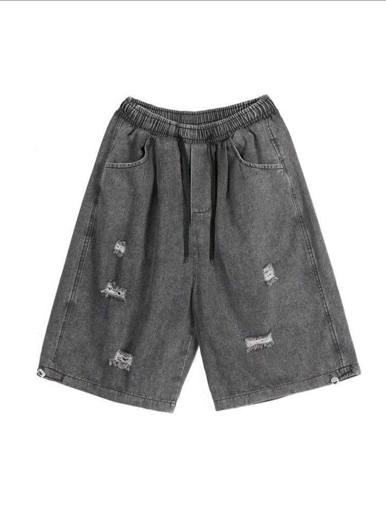Japanese Brand × Jean Retro loose casual distressed denim shorts Size US 32 / EU 48 - 4 Thumbnail