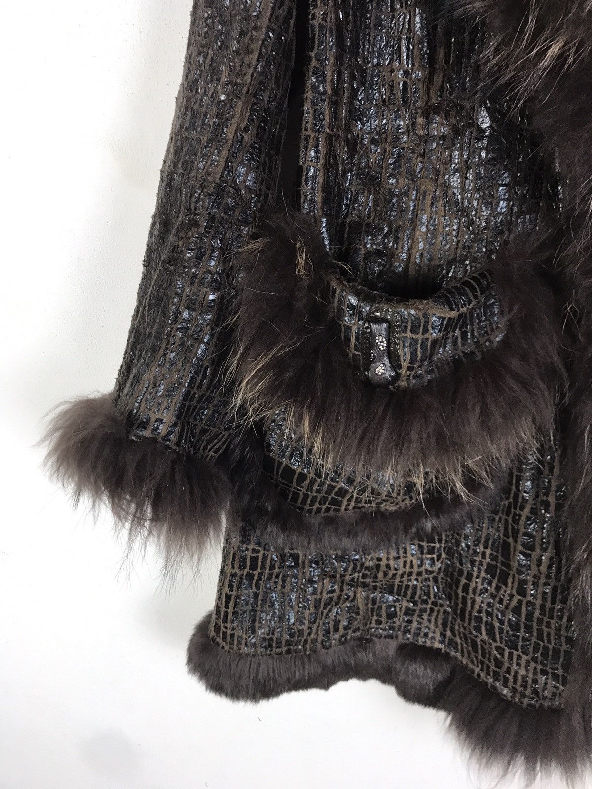Sagafurs Vintage 70s Real Raccoon Fur Sash Coat – Glam Rock Boho Luxe Size M / US 6-8 / IT 42-44 - 8 Thumbnail